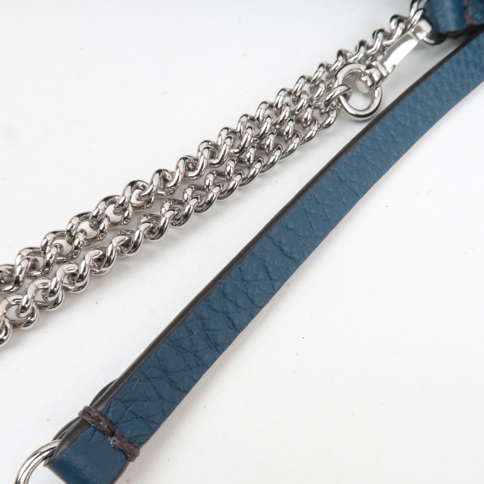 FENDI Selleria Mini Baguette 2Way Bag Leather Blue 8BS017 *Dust bag, Strap