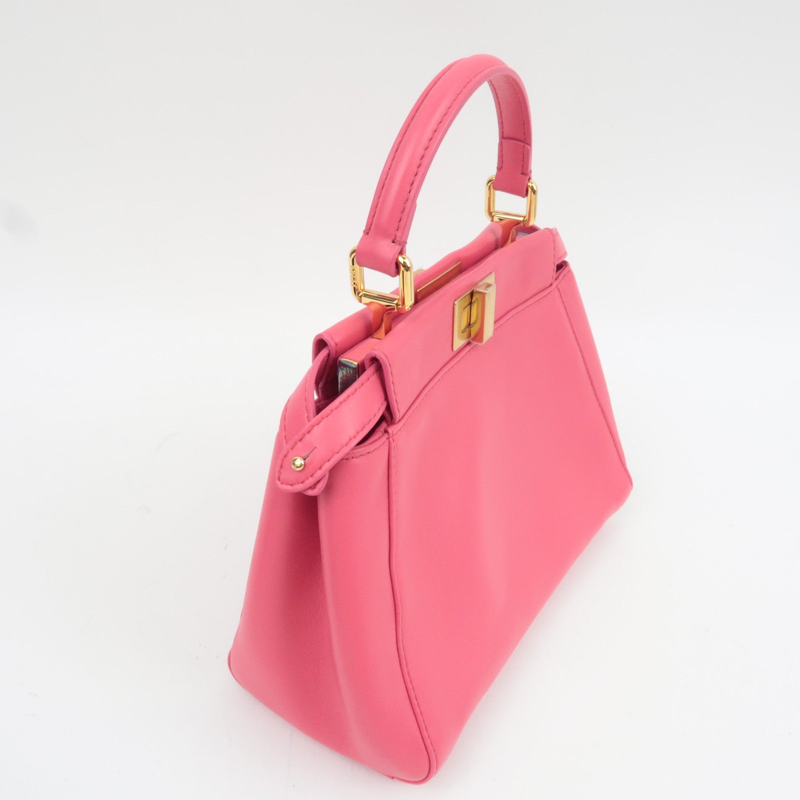 FENDI Mini Peekaboo 2Way Handbag Leather Pink Gold HDW 8BN244 *Dust bag, Strap, Rain cover