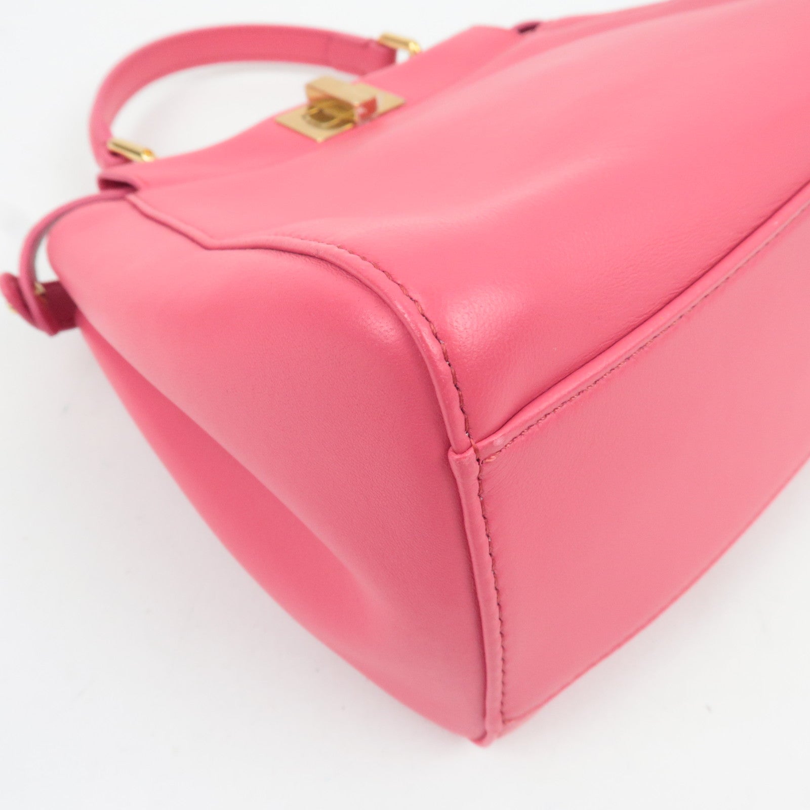 FENDI Mini Peekaboo 2Way Handbag Leather Pink Gold HDW 8BN244 *Dust bag, Strap, Rain cover