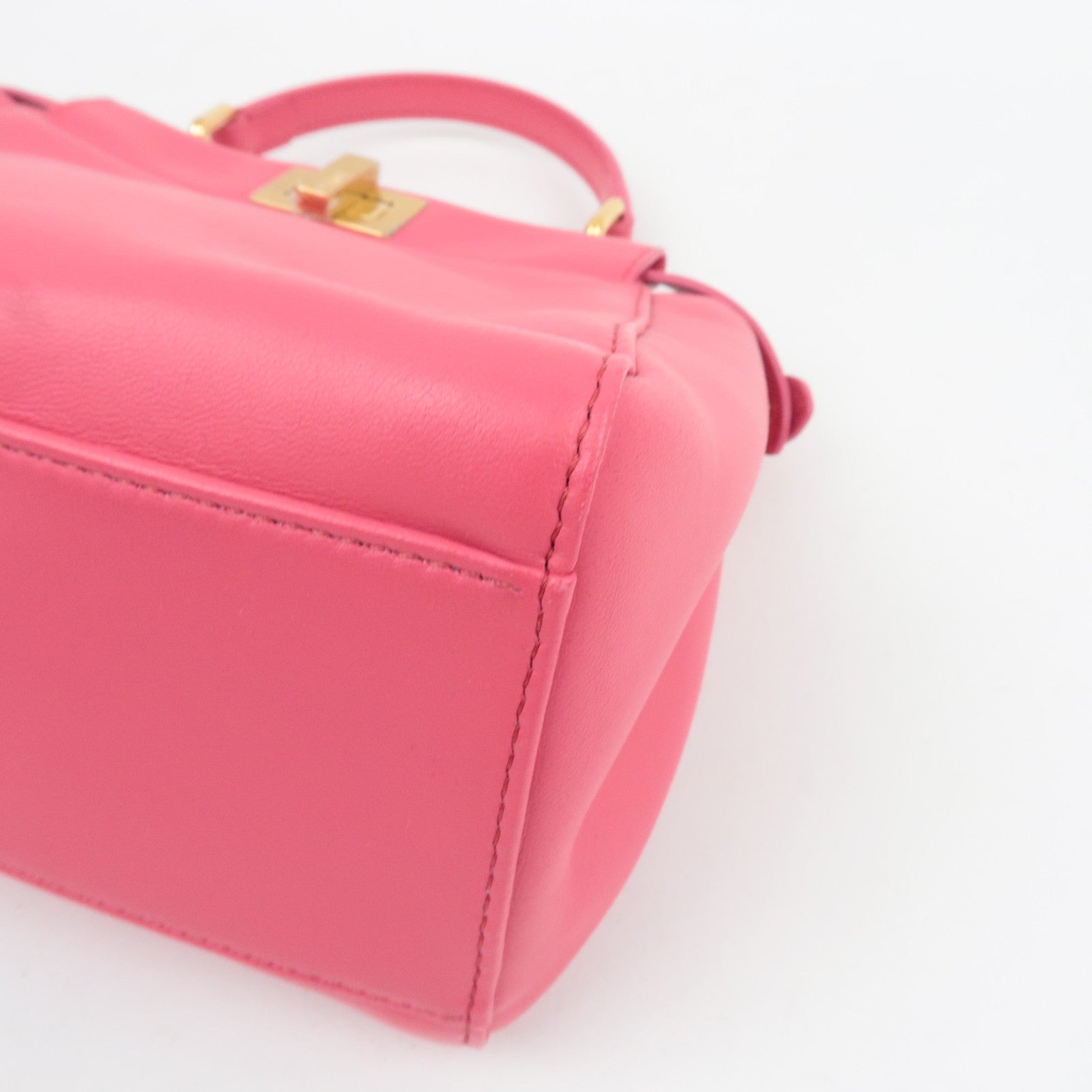 FENDI Mini Peekaboo 2Way Handbag Leather Pink Gold HDW 8BN244 *Dust bag, Strap, Rain cover