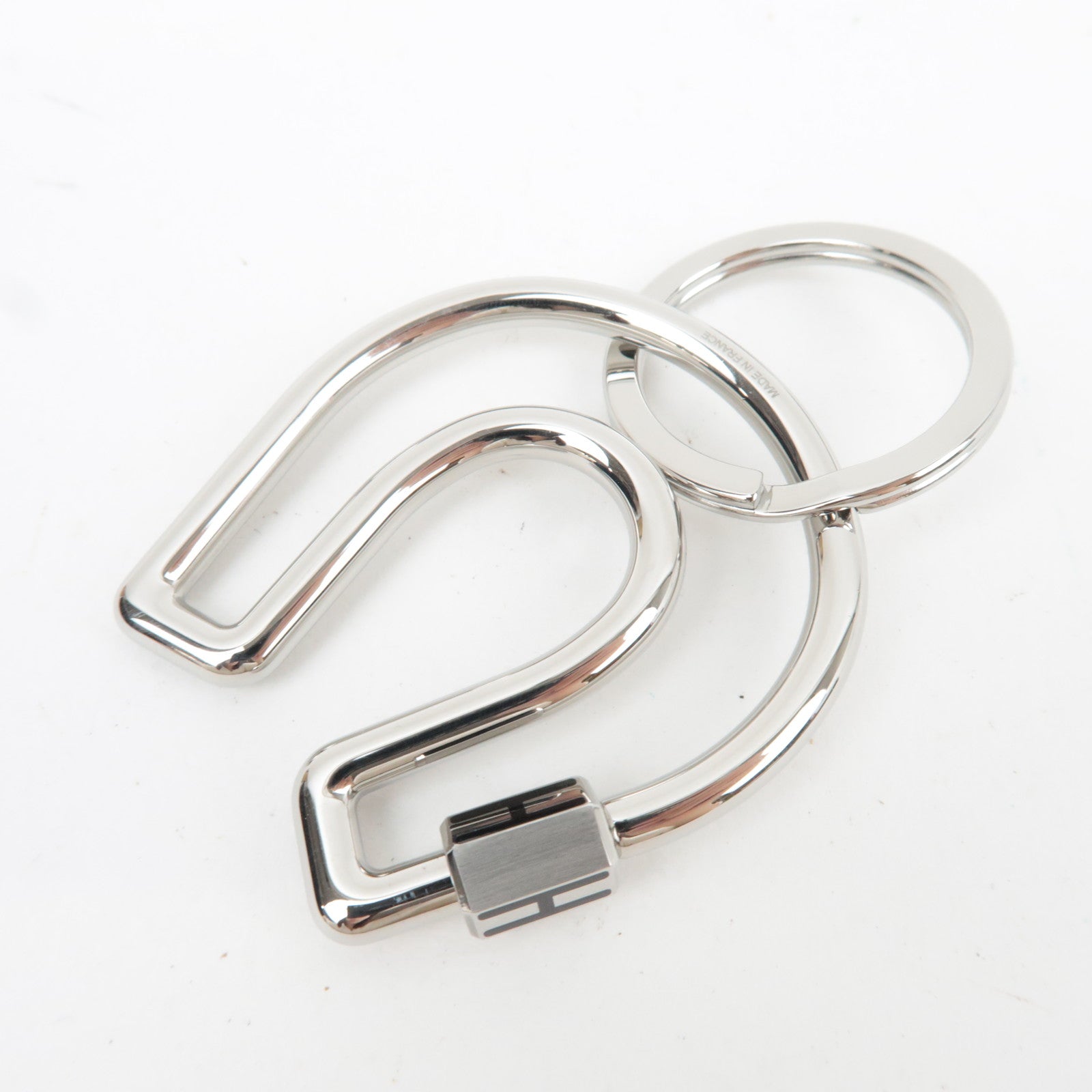 HERMES Fer A Cheval Metal Key Ring Silver *Box, Dust bag