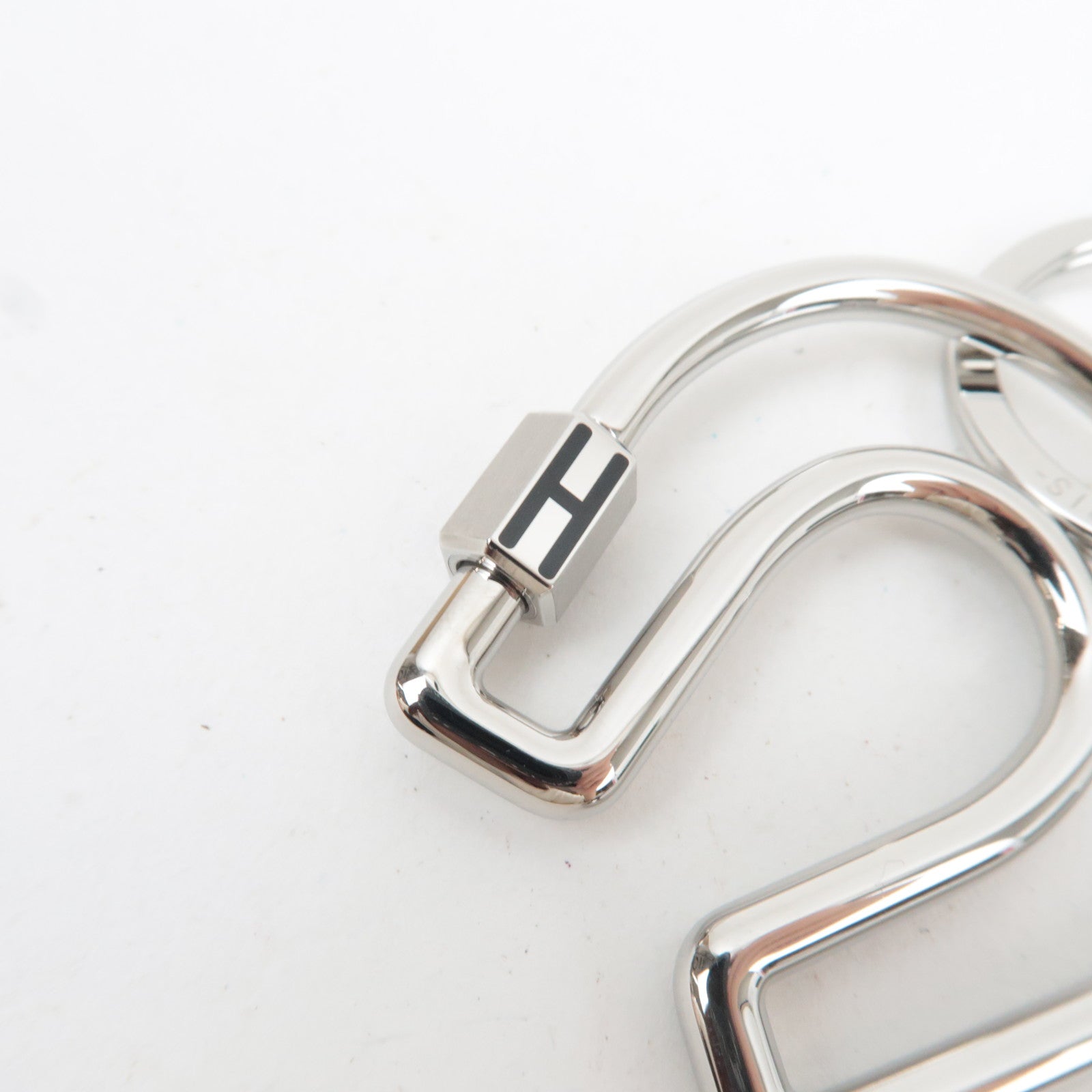 HERMES Fer A Cheval Metal Key Ring Silver *Box, Dust bag