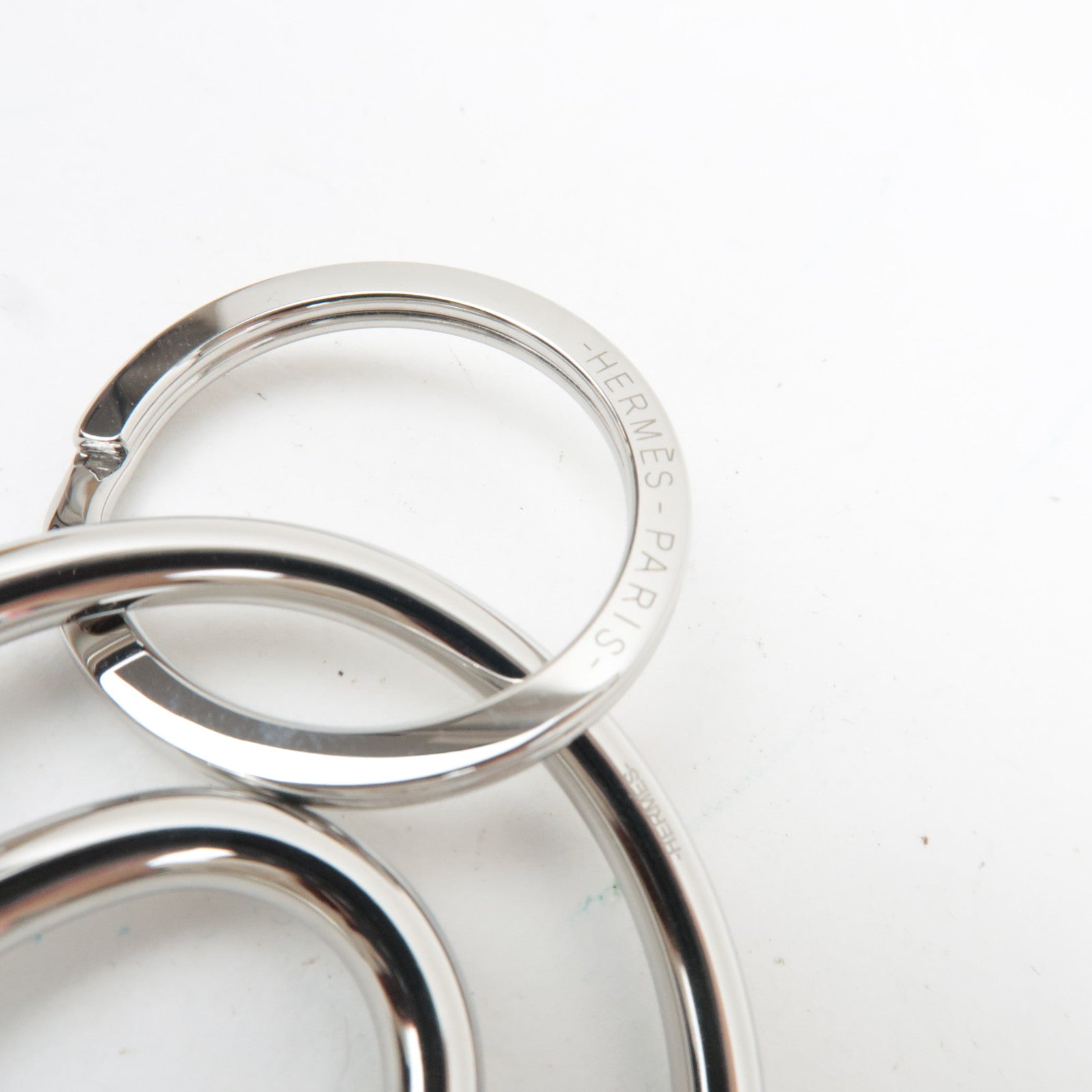 HERMES Fer A Cheval Metal Key Ring Silver *Box, Dust bag