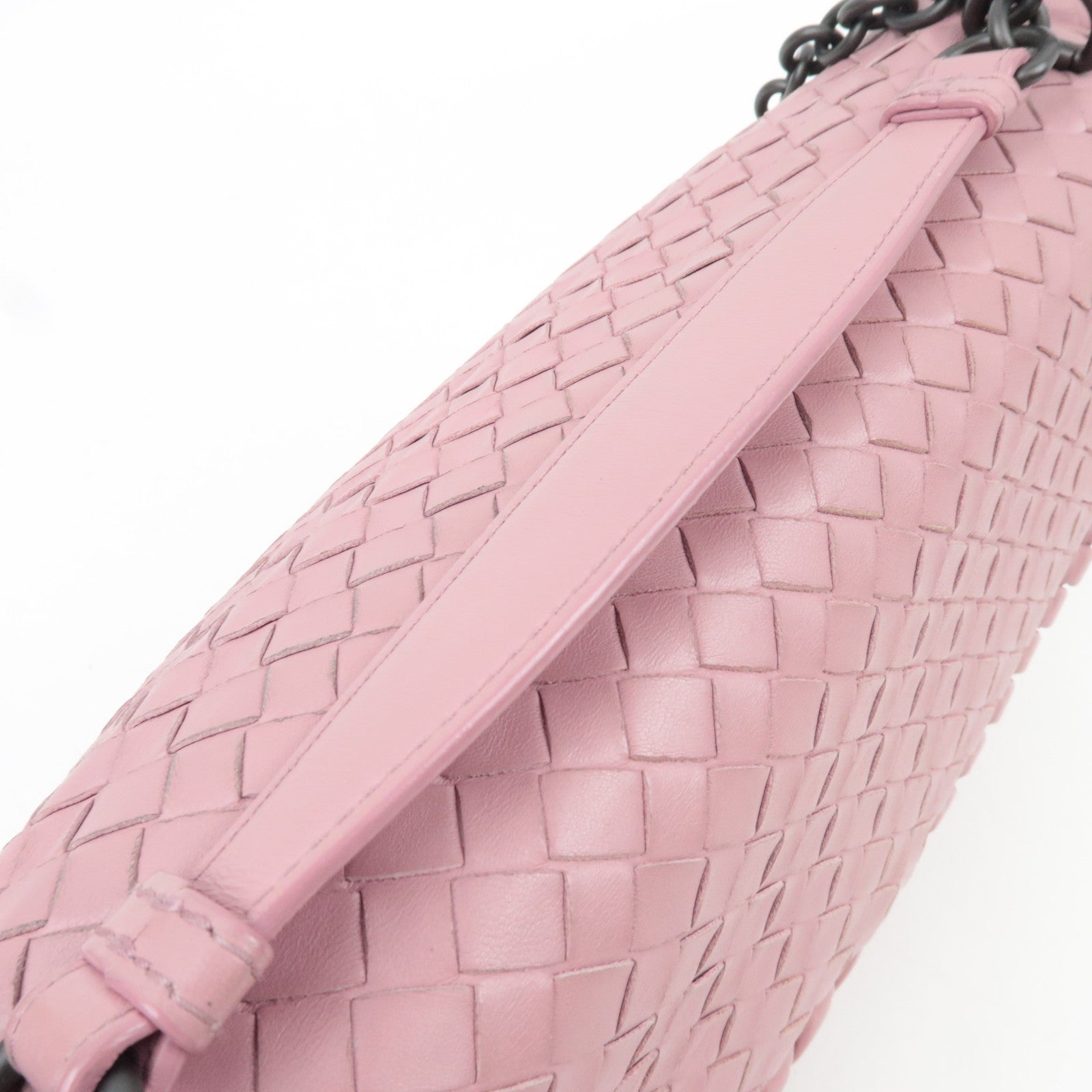 BOTTEGA VENETA Intrecciato Chain Shoulder Bag Leather Pink
