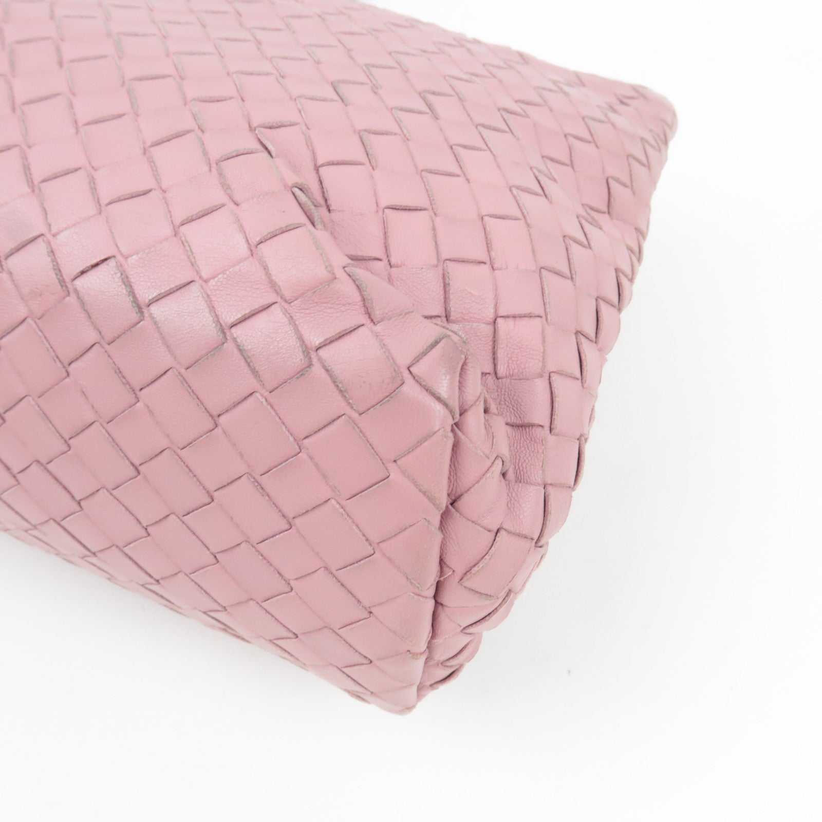 BOTTEGA VENETA Intrecciato Chain Shoulder Bag Leather Pink