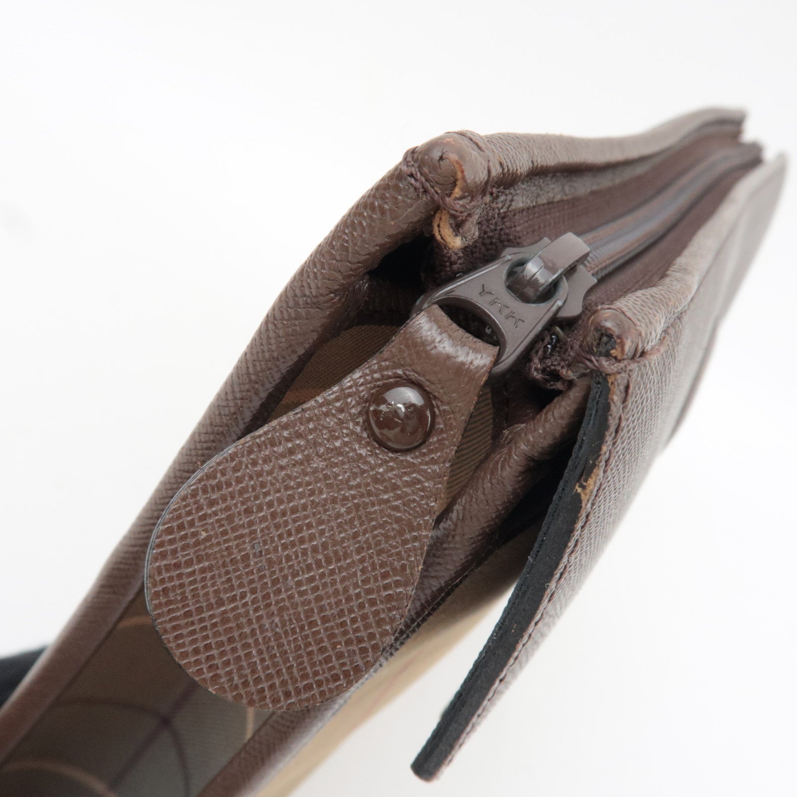 BURBERRY Burberry's Plaid Clutch Bag Canvas Leather Beige Brown