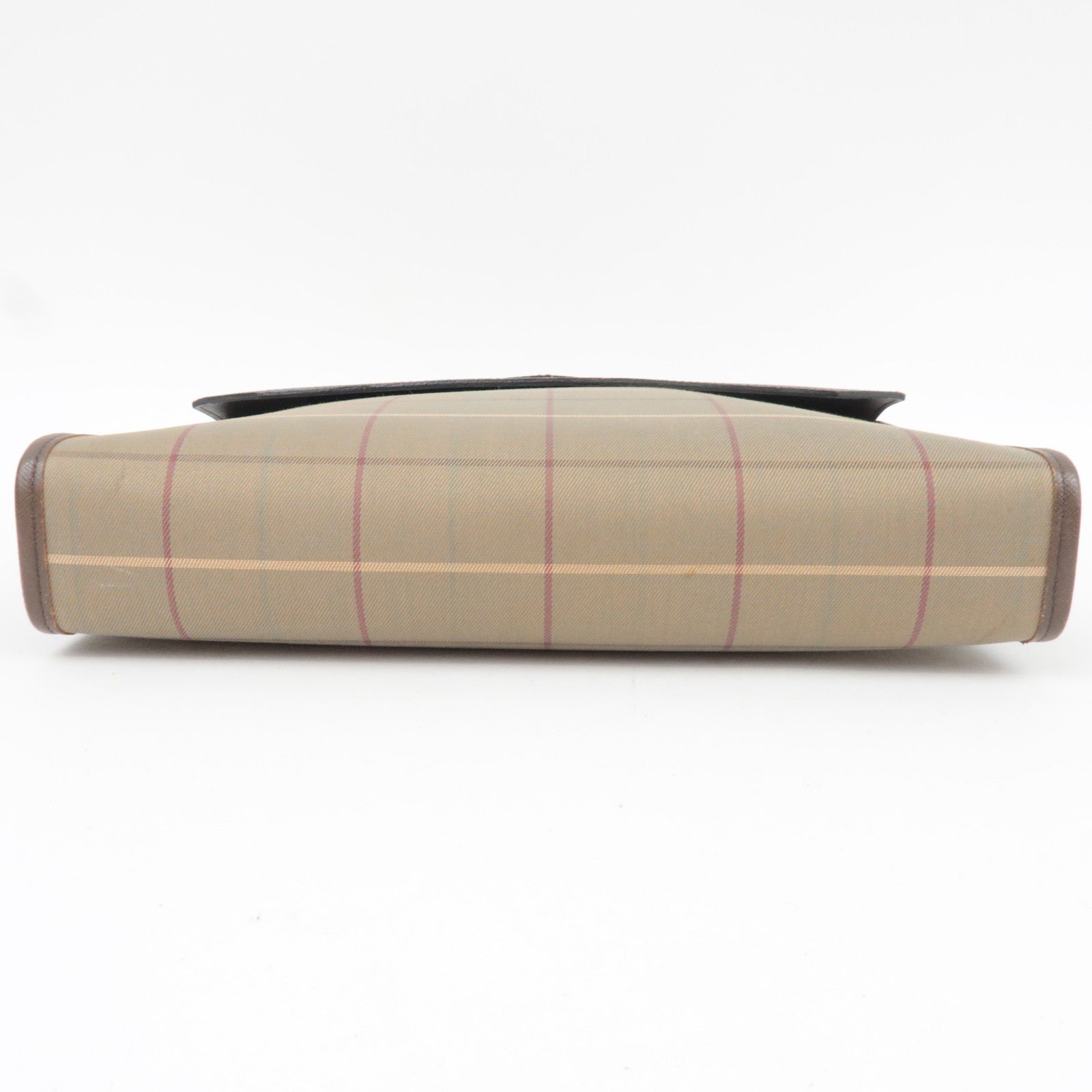 BURBERRY Burberry's Plaid Clutch Bag Canvas Leather Beige Brown