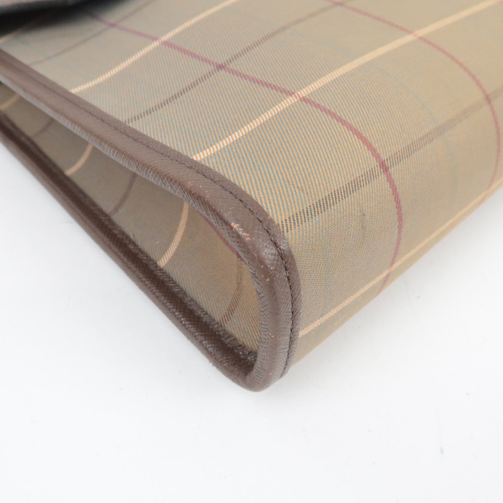 BURBERRY Burberry's Plaid Clutch Bag Canvas Leather Beige Brown