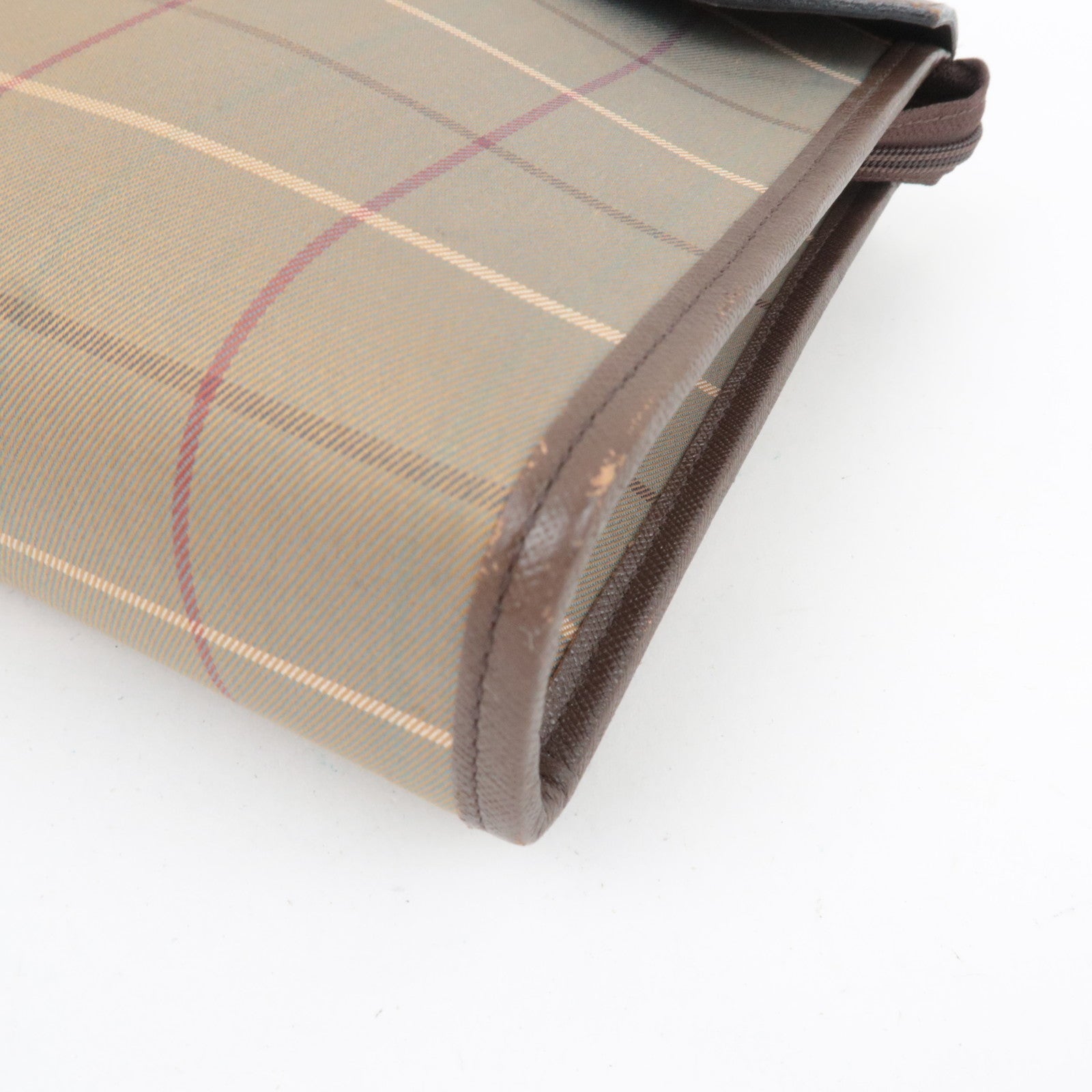 BURBERRY Burberry's Plaid Clutch Bag Canvas Leather Beige Brown