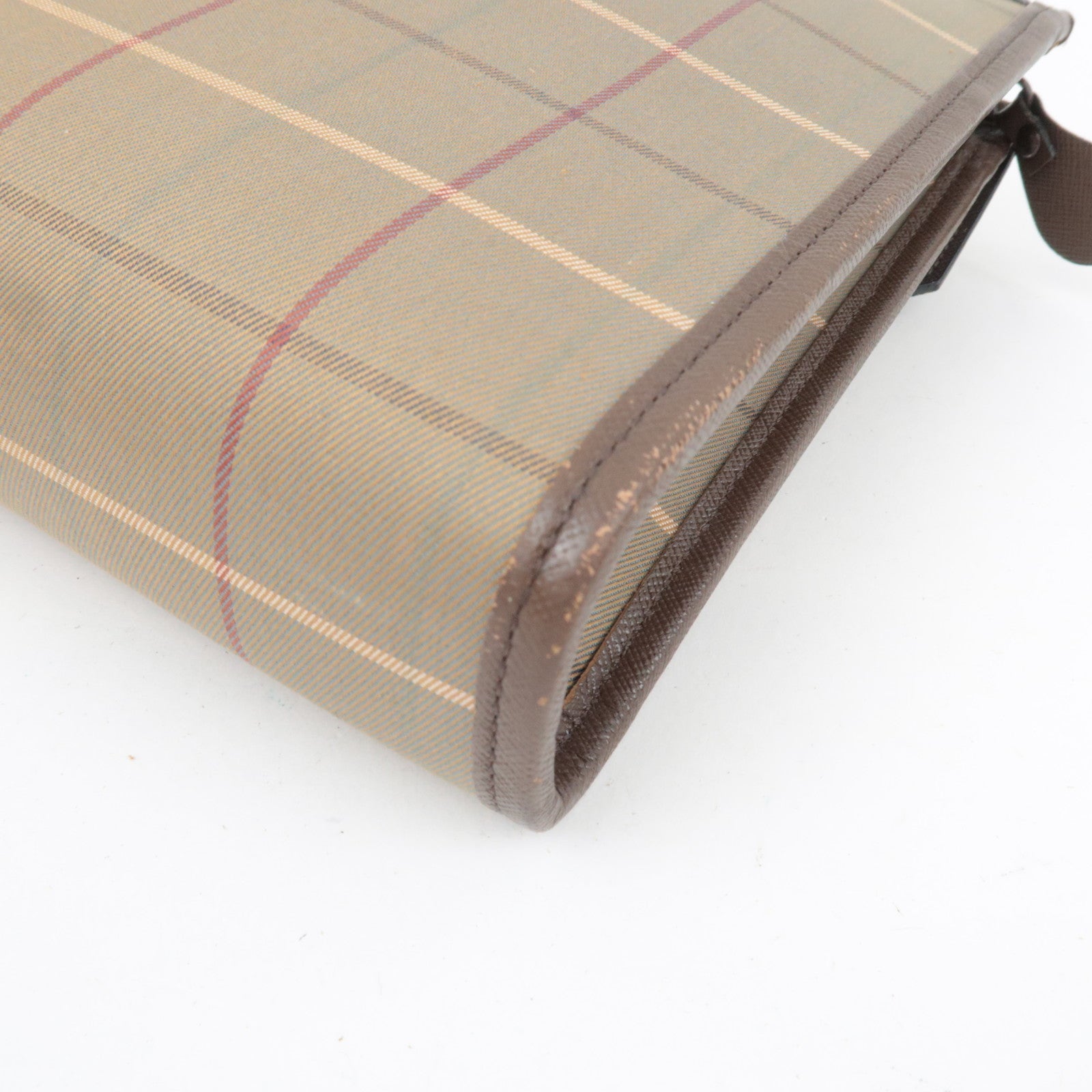BURBERRY Burberry's Plaid Clutch Bag Canvas Leather Beige Brown