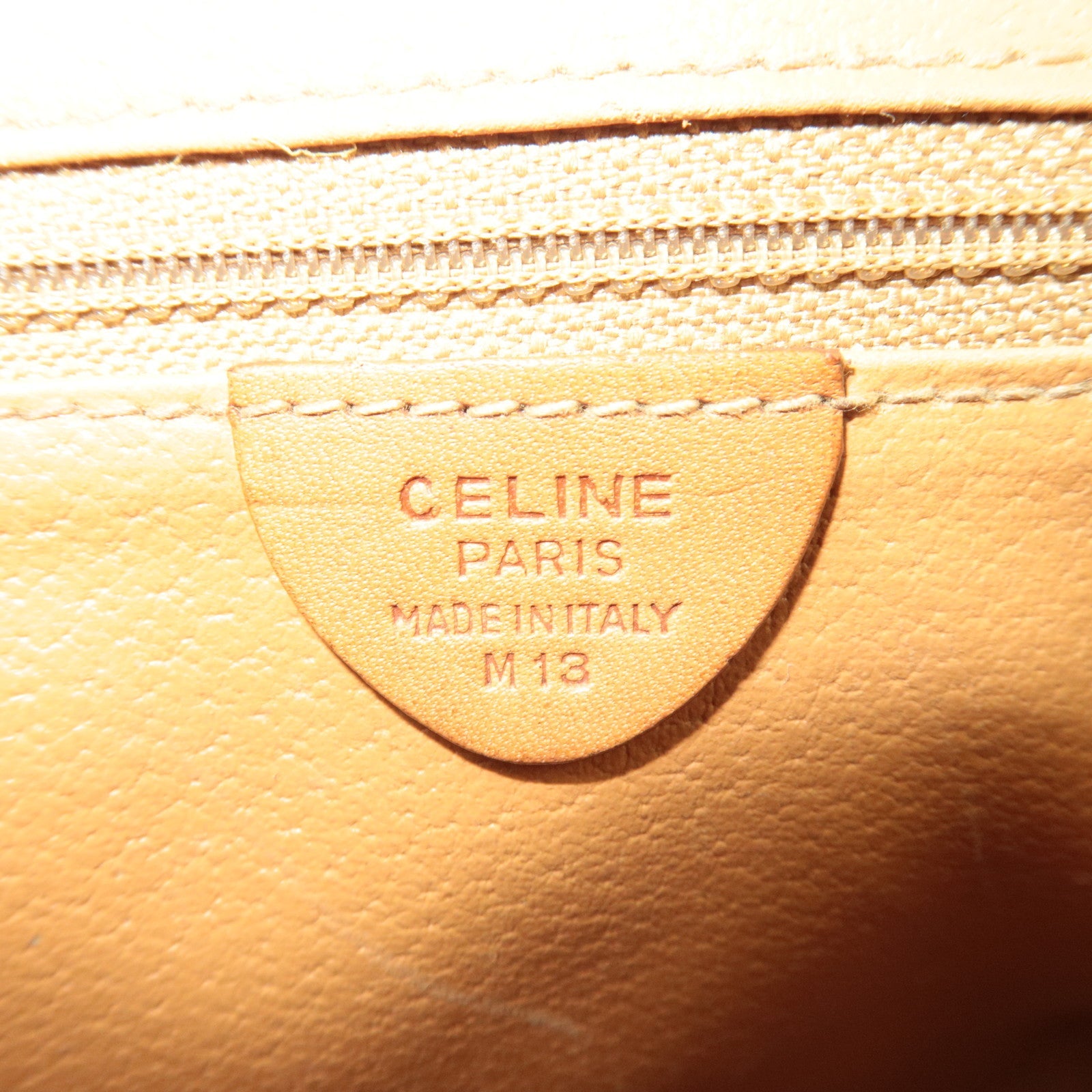 CELINE Macadam Shoulder Bag Canvas Leather Brown