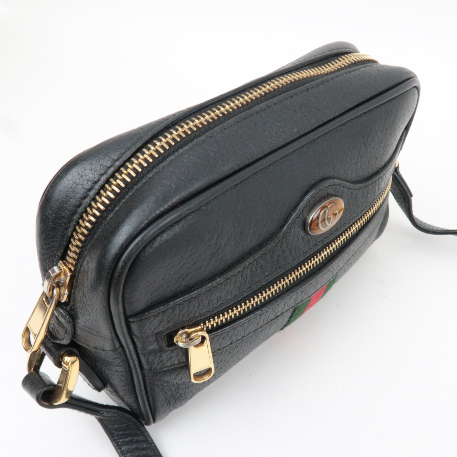 GUCCI Ophidia Leather Shoulder Bag Black 517350