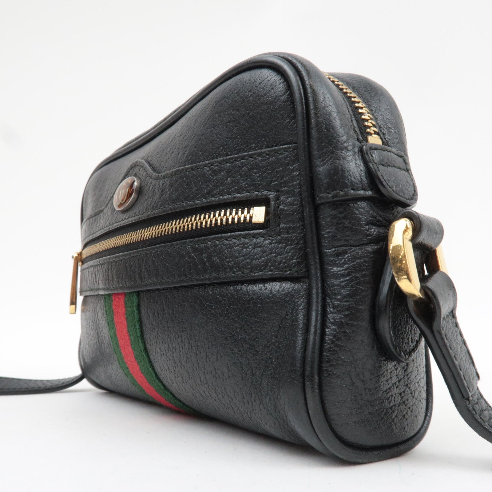 GUCCI Ophidia Leather Shoulder Bag Black 517350
