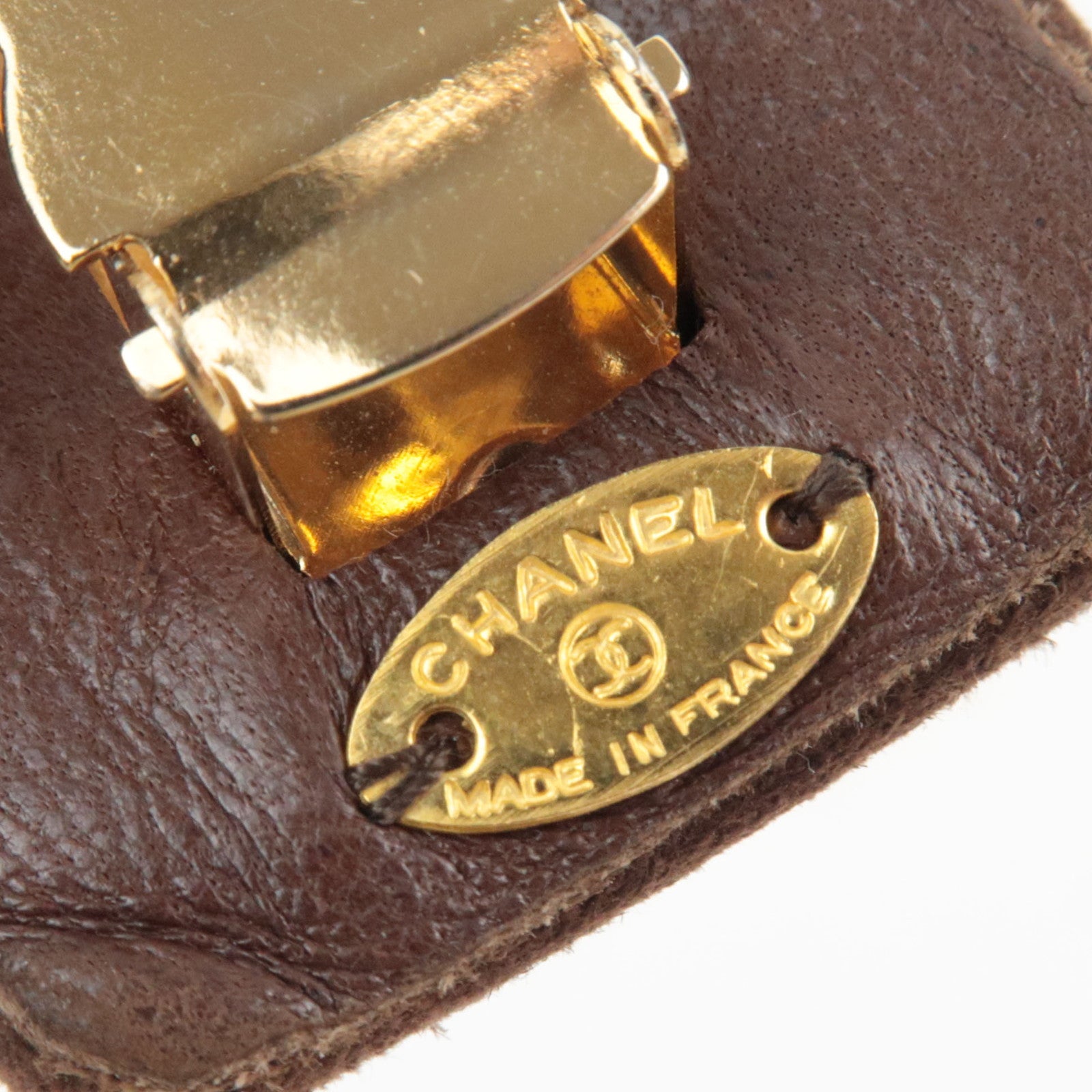 CHANEL Cocomark Suede Barrette Hair Clip Brown