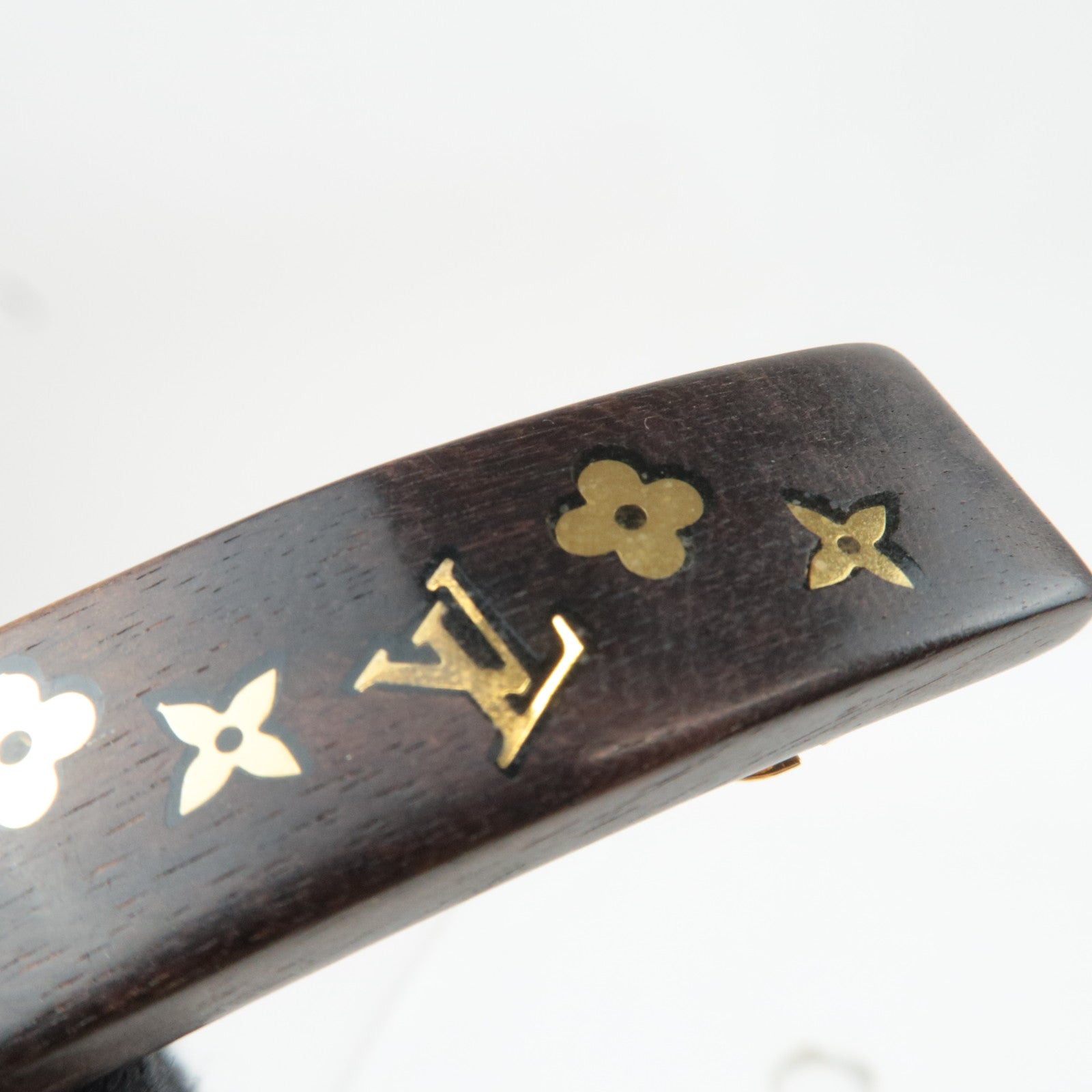 Louis Vuitton Monogram Sylvania Wood Barrette Hair Clip Brown M65181