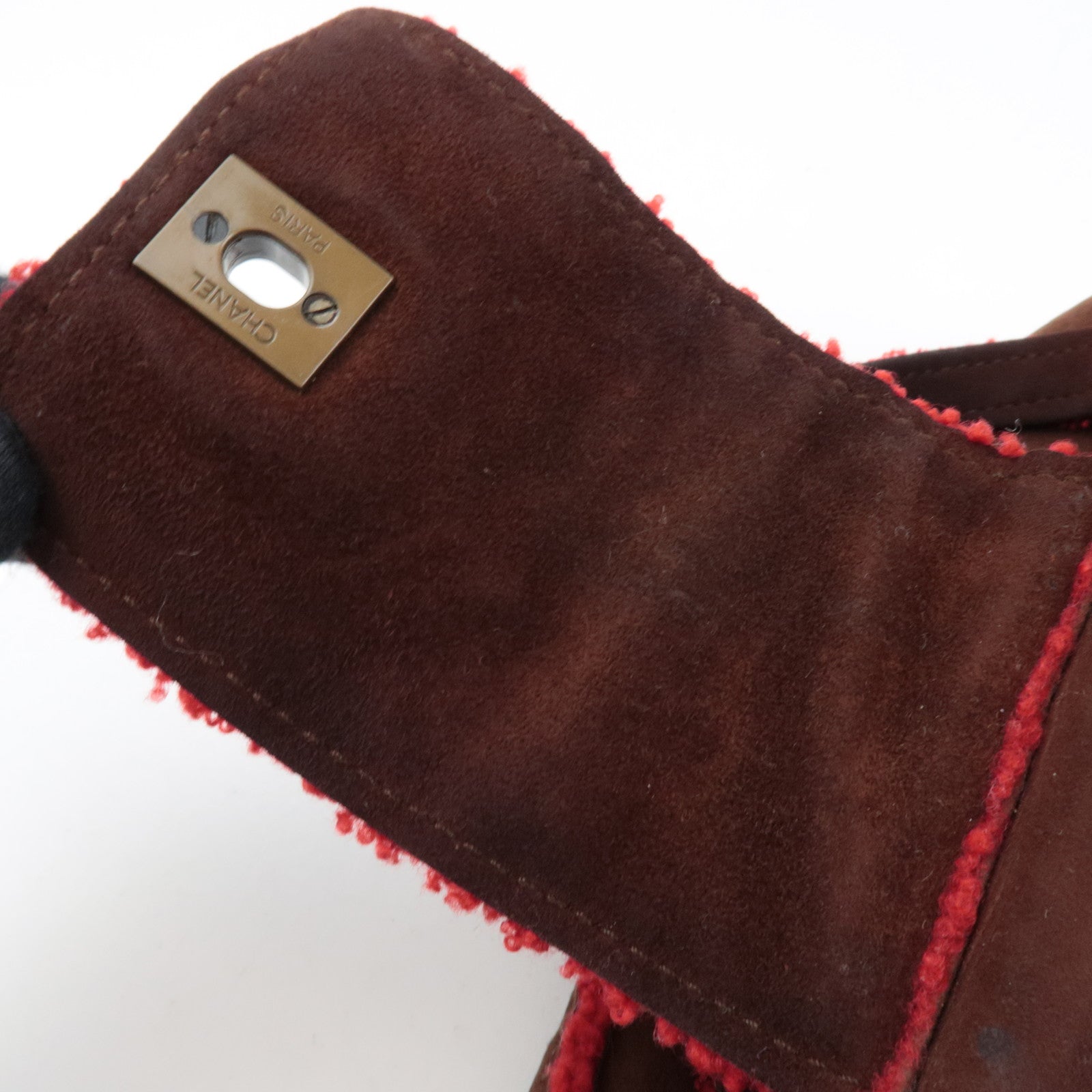 CHANEL Coco Mark Sheep Skin Tote Bag Brown Red A11746 5418816 *Dust bag, G card