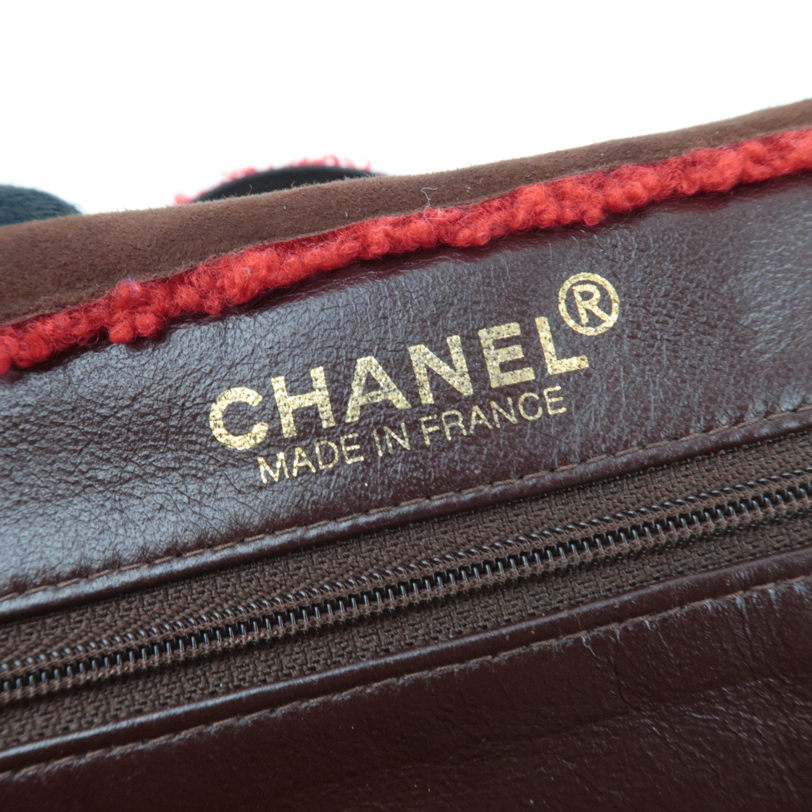 CHANEL Coco Mark Sheep Skin Tote Bag Brown Red A11746 5418816 *Dust bag, G card