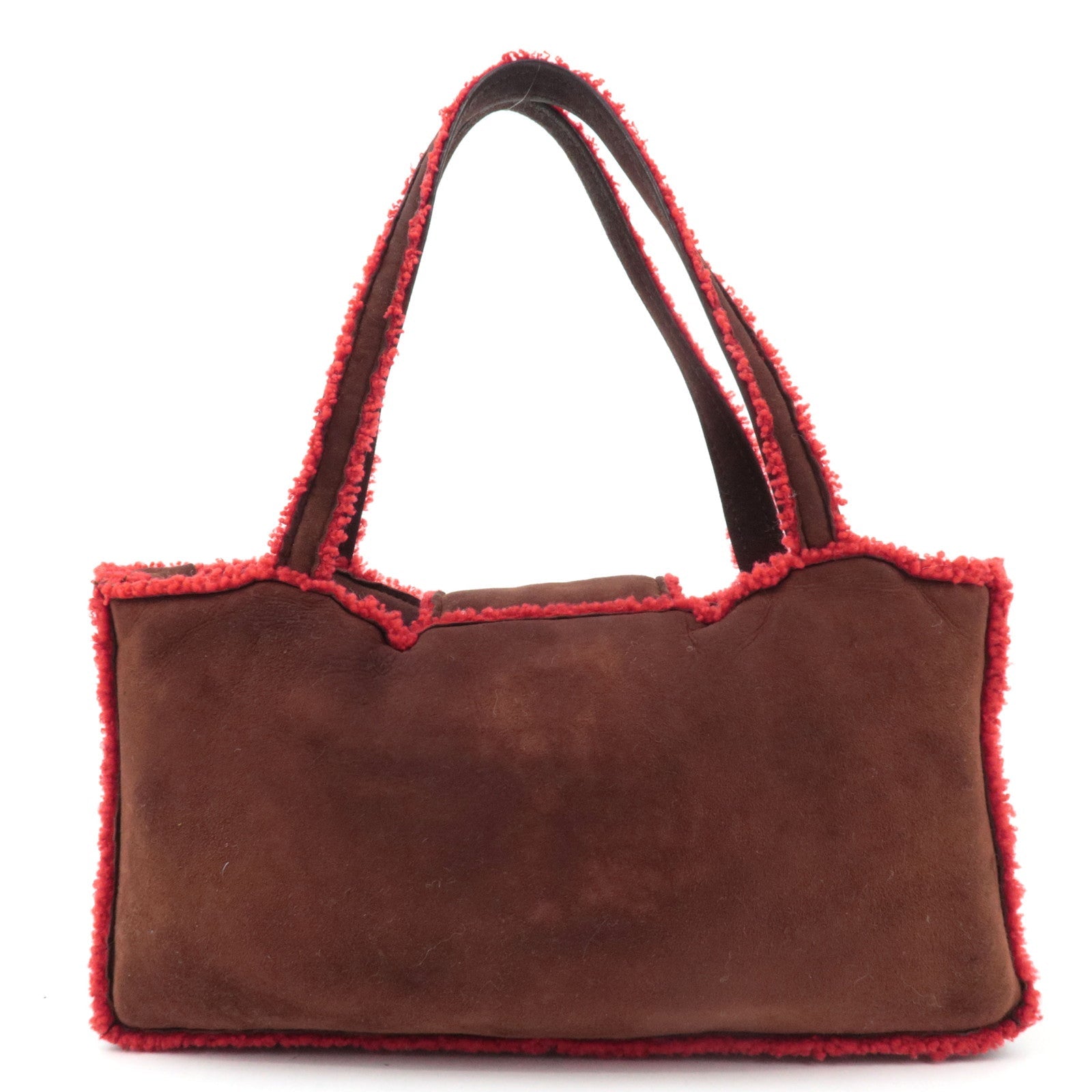 CHANEL Coco Mark Sheep Skin Tote Bag Brown Red A11746 5418816 *Dust bag, G card