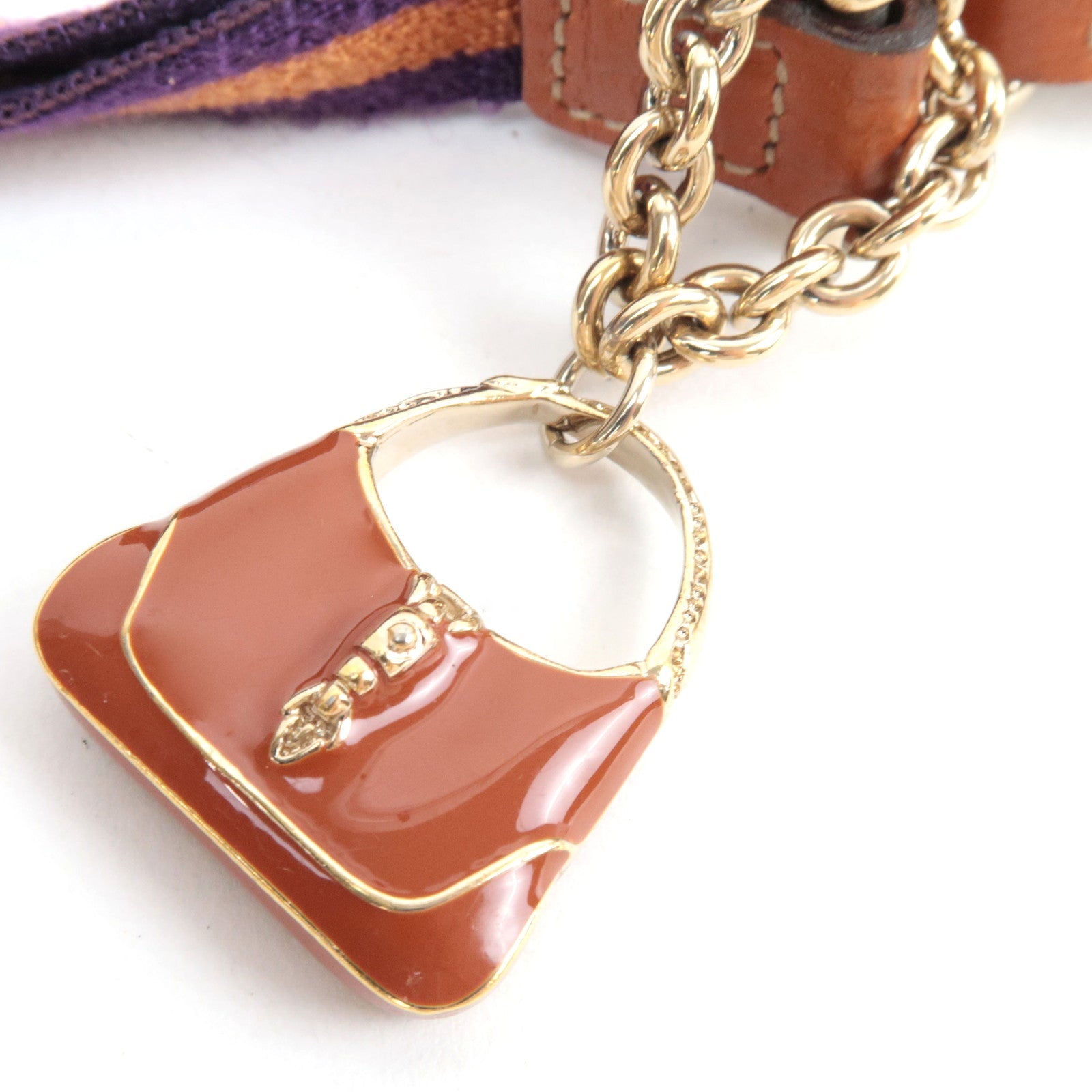 GUCCI Sherry Cosmetic Pouch GG Canvas Leather Beige Brown Purple 152507