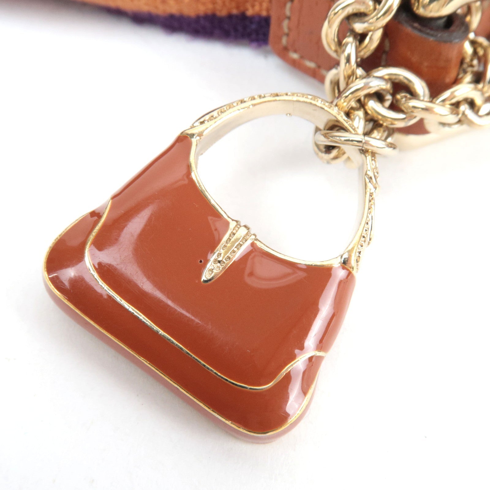 GUCCI Sherry Cosmetic Pouch GG Canvas Leather Beige Brown Purple 152507