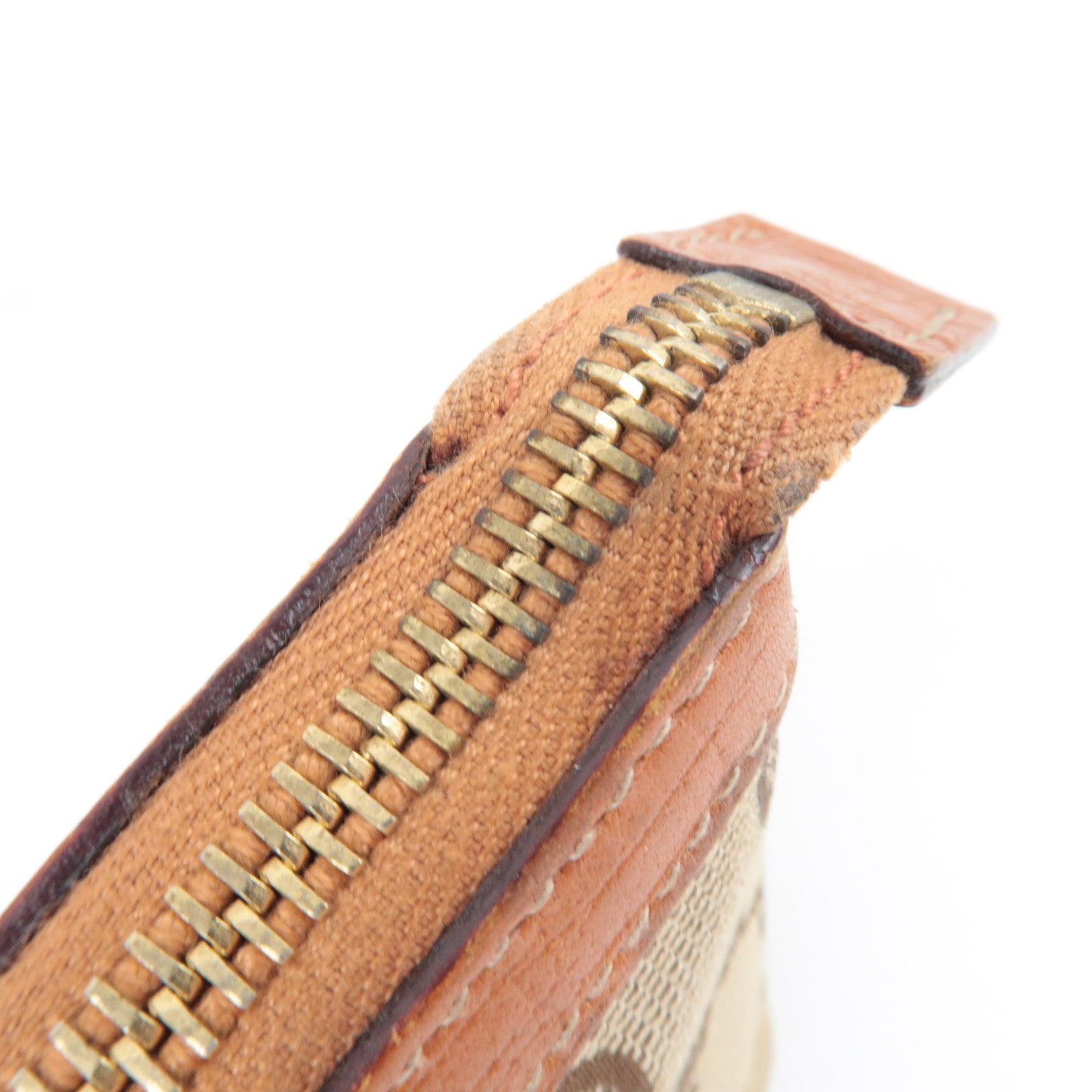 GUCCI Sherry Cosmetic Pouch GG Canvas Leather Beige Brown Purple 152507