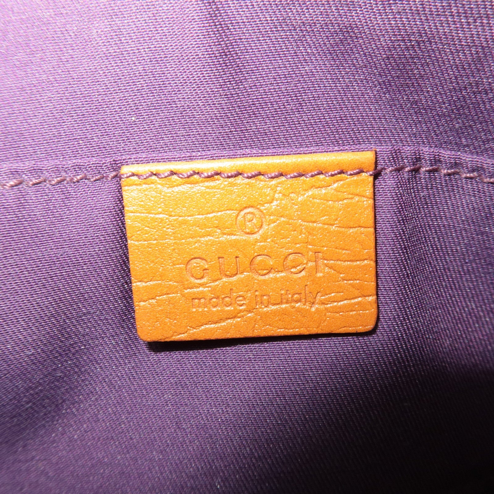 GUCCI Sherry Cosmetic Pouch GG Canvas Leather Beige Brown Purple 152507