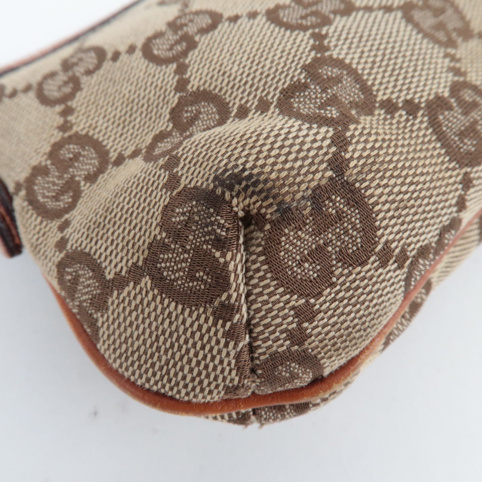 GUCCI Sherry Cosmetic Pouch GG Canvas Leather Beige Brown Purple 152507