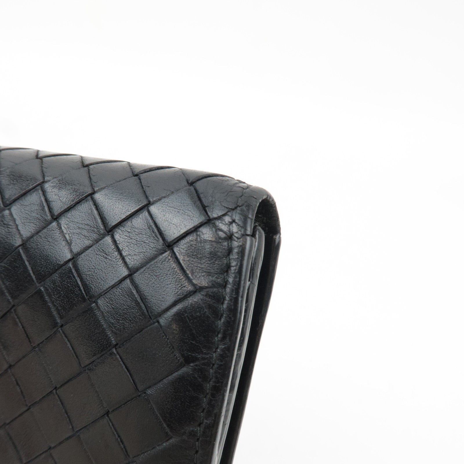 BOTTEGA VENETA Intrecciato Bi-Fold Long Wallet Leather Black