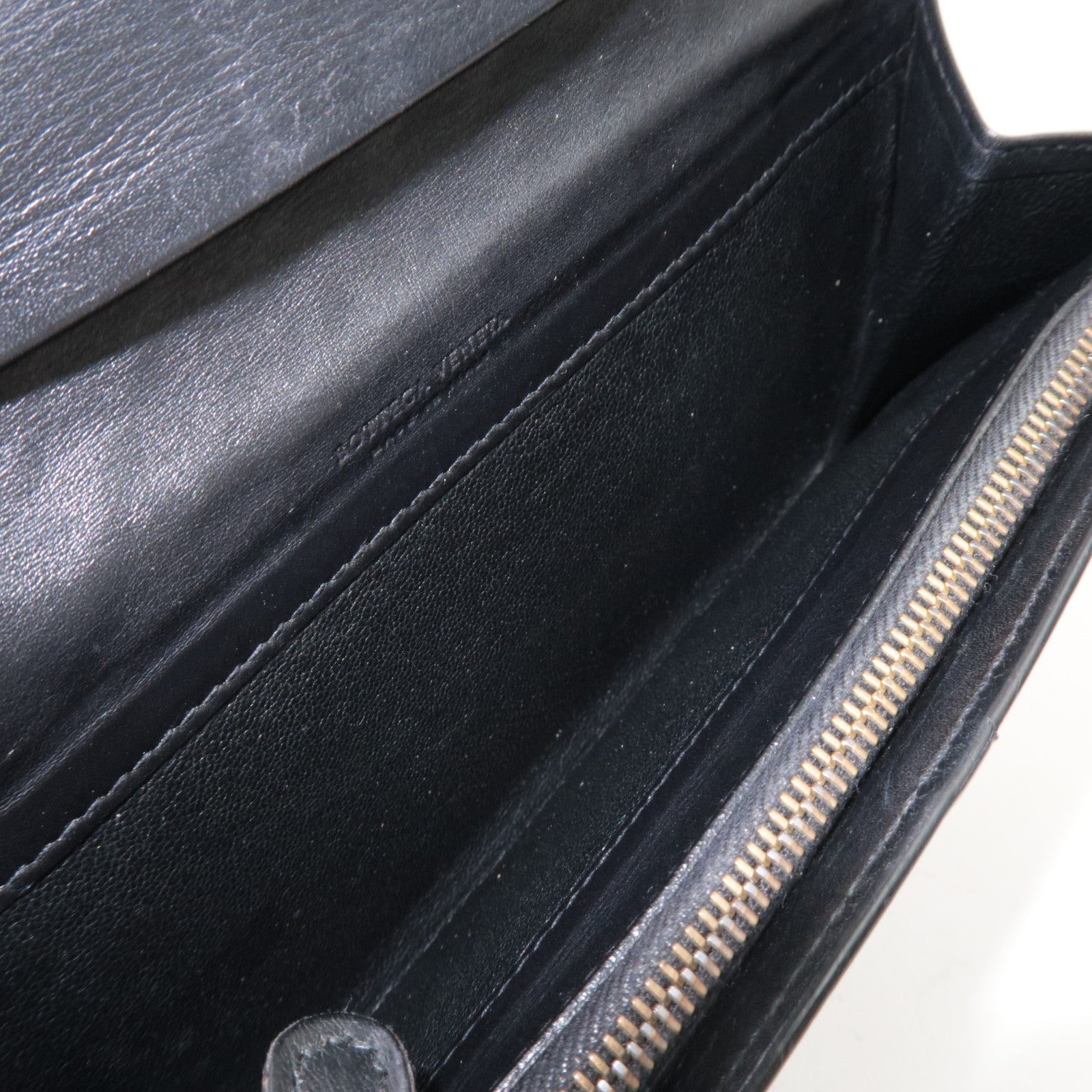 BOTTEGA VENETA Intrecciato Bi-Fold Long Wallet Leather Black