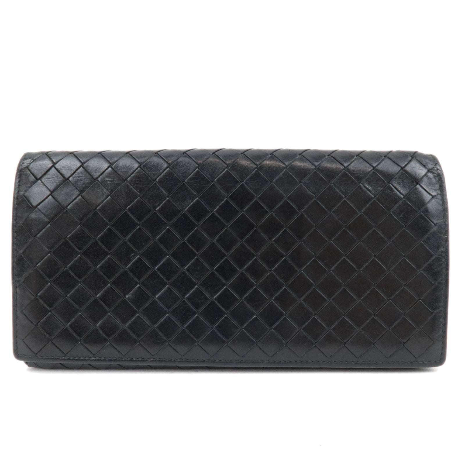 BOTTEGA VENETA Intrecciato Bi-Fold Long Wallet Leather Black82756