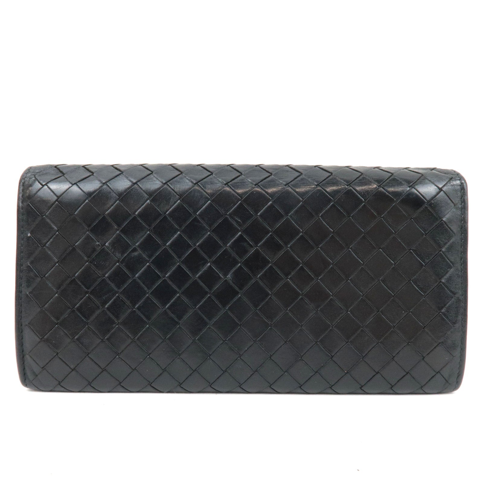 BOTTEGA VENETA Intrecciato Bi-Fold Long Wallet Leather Black