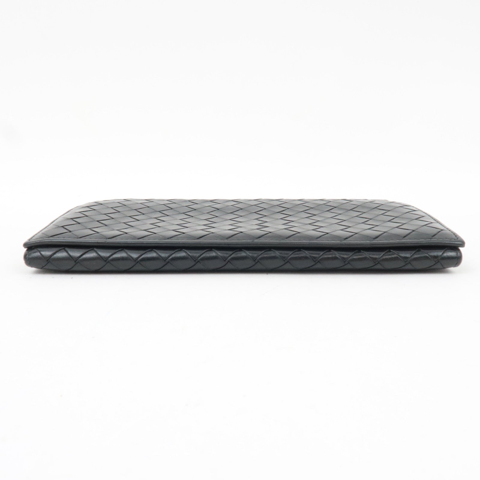 BOTTEGA VENETA Intrecciato Bi-Fold Long Wallet Leather Black