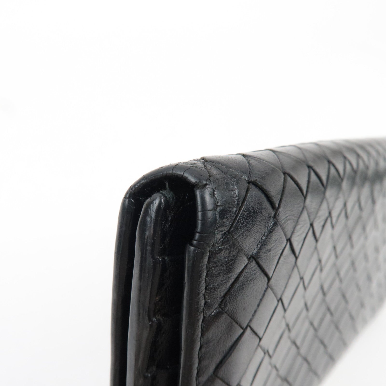 BOTTEGA VENETA Intrecciato Bi-Fold Long Wallet Leather Black