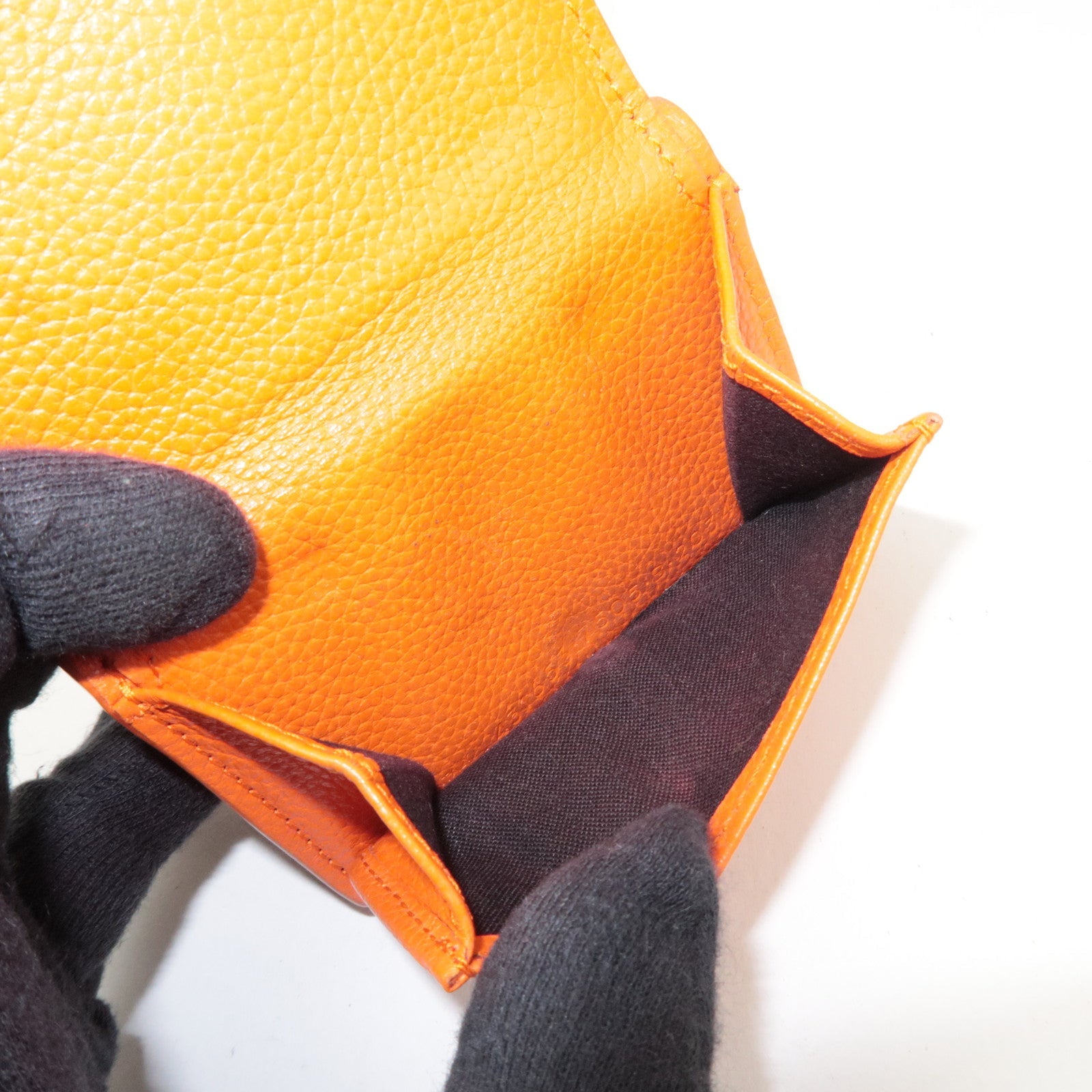 BALENCIAGA Tri-Fold Leather Compact Wallet Orange