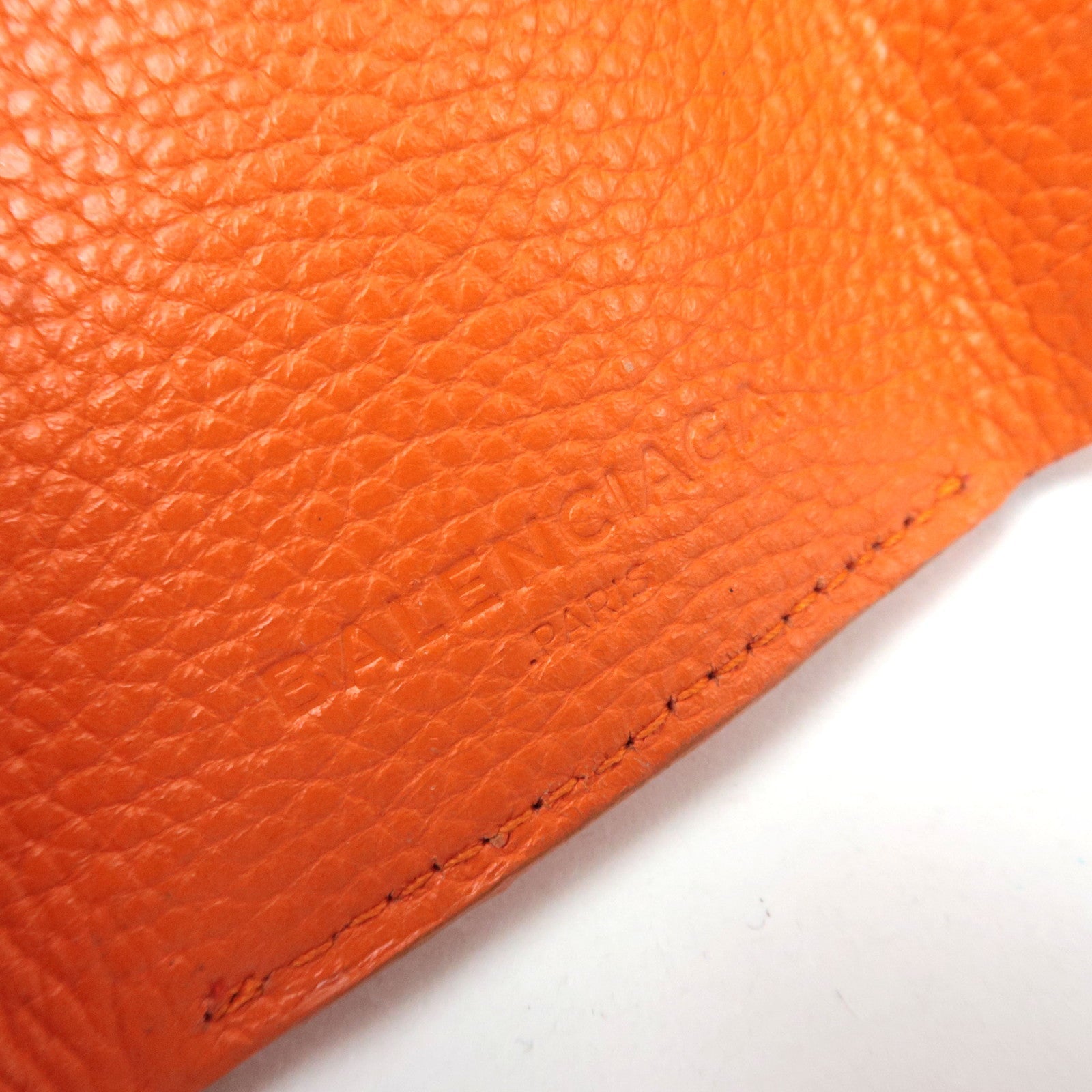 BALENCIAGA Tri-Fold Leather Compact Wallet Orange