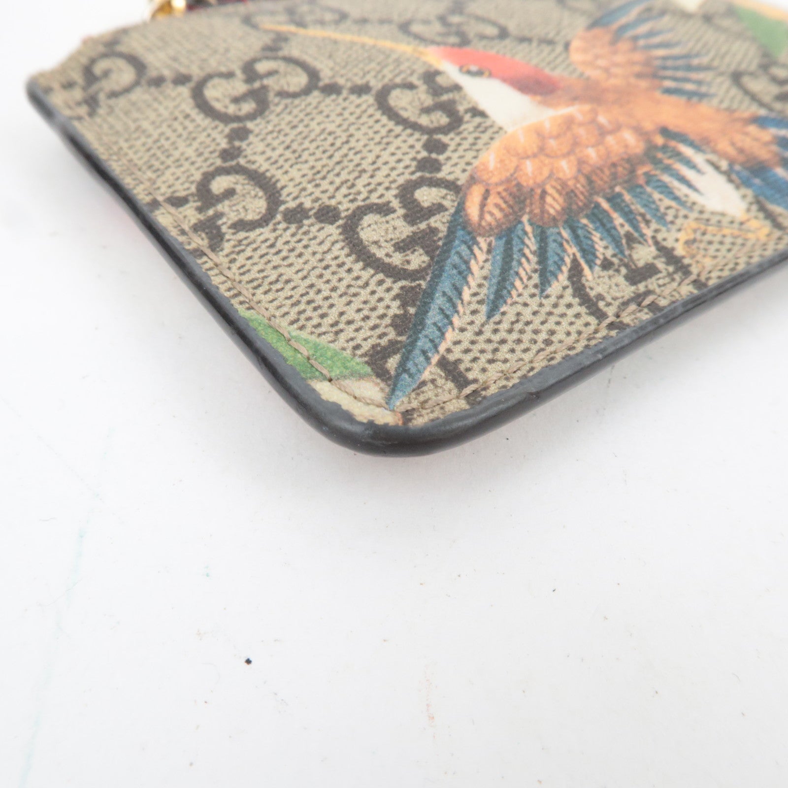 GUCCI GG Blooms GG Supreme Leather Coin & Key Case Beige 424198 *Box, Dust bag