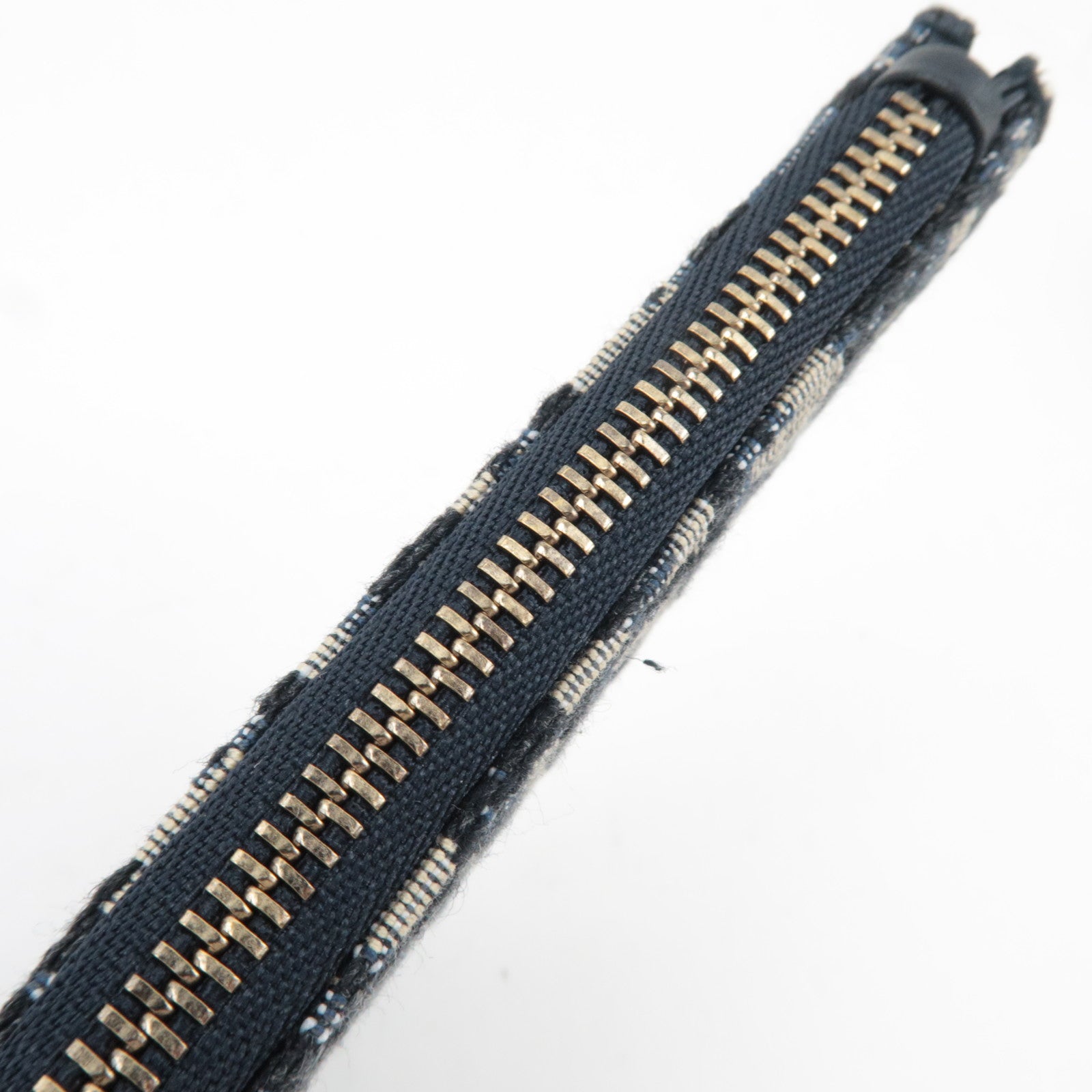 Christian Dior Oblique Saddle Coin Case Canvas Leather Blue *Box, Dust bag