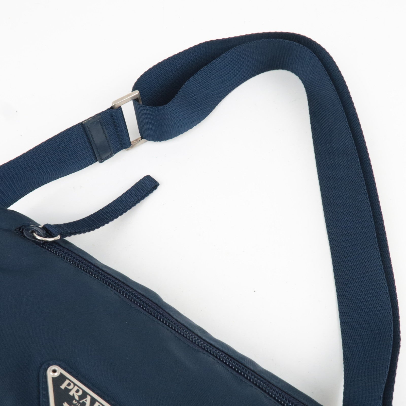 PRADA Nylon Leather Shoulder Bag Navy B8994 *G card, Dust bag