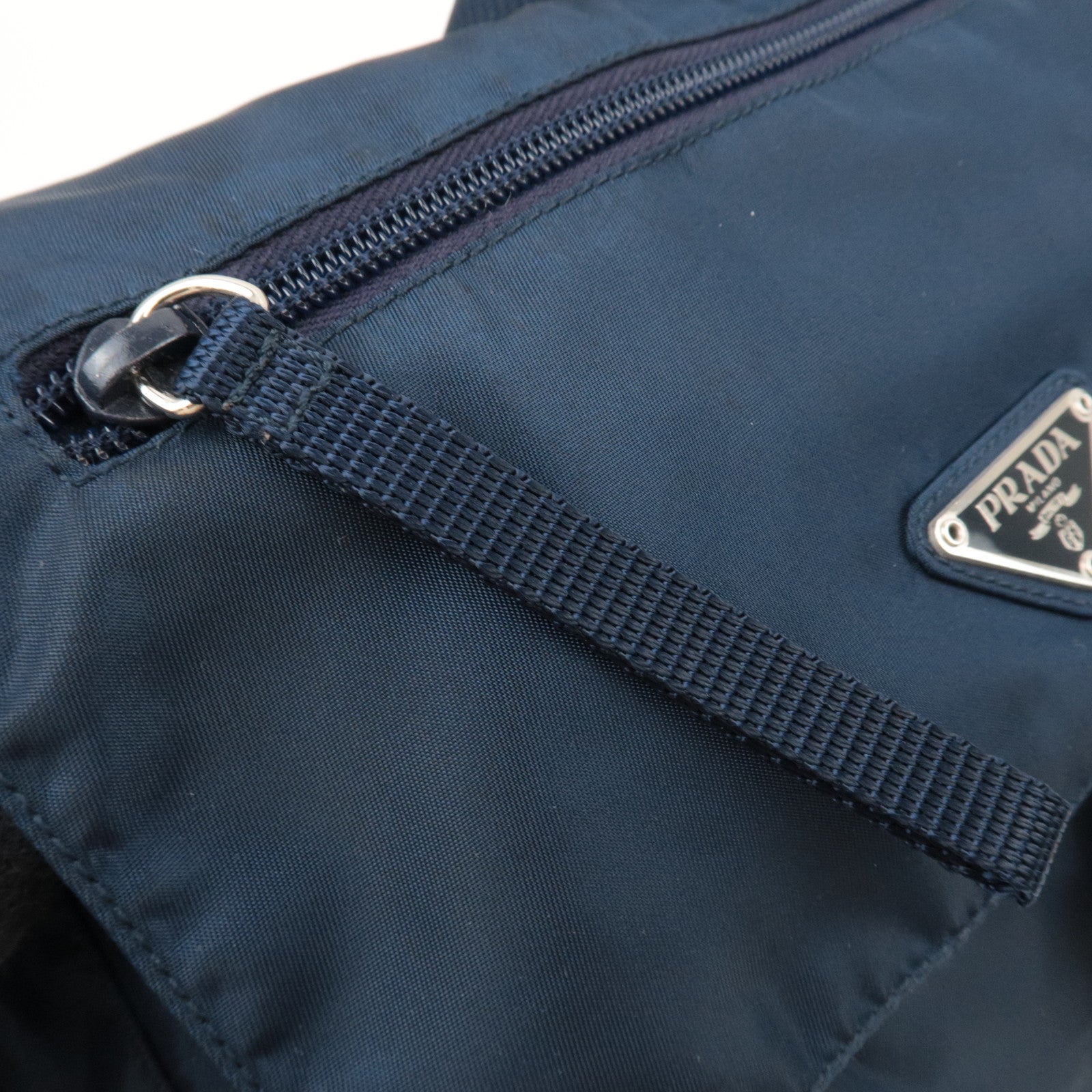 PRADA Nylon Leather Shoulder Bag Navy B8994 *G card, Dust bag
