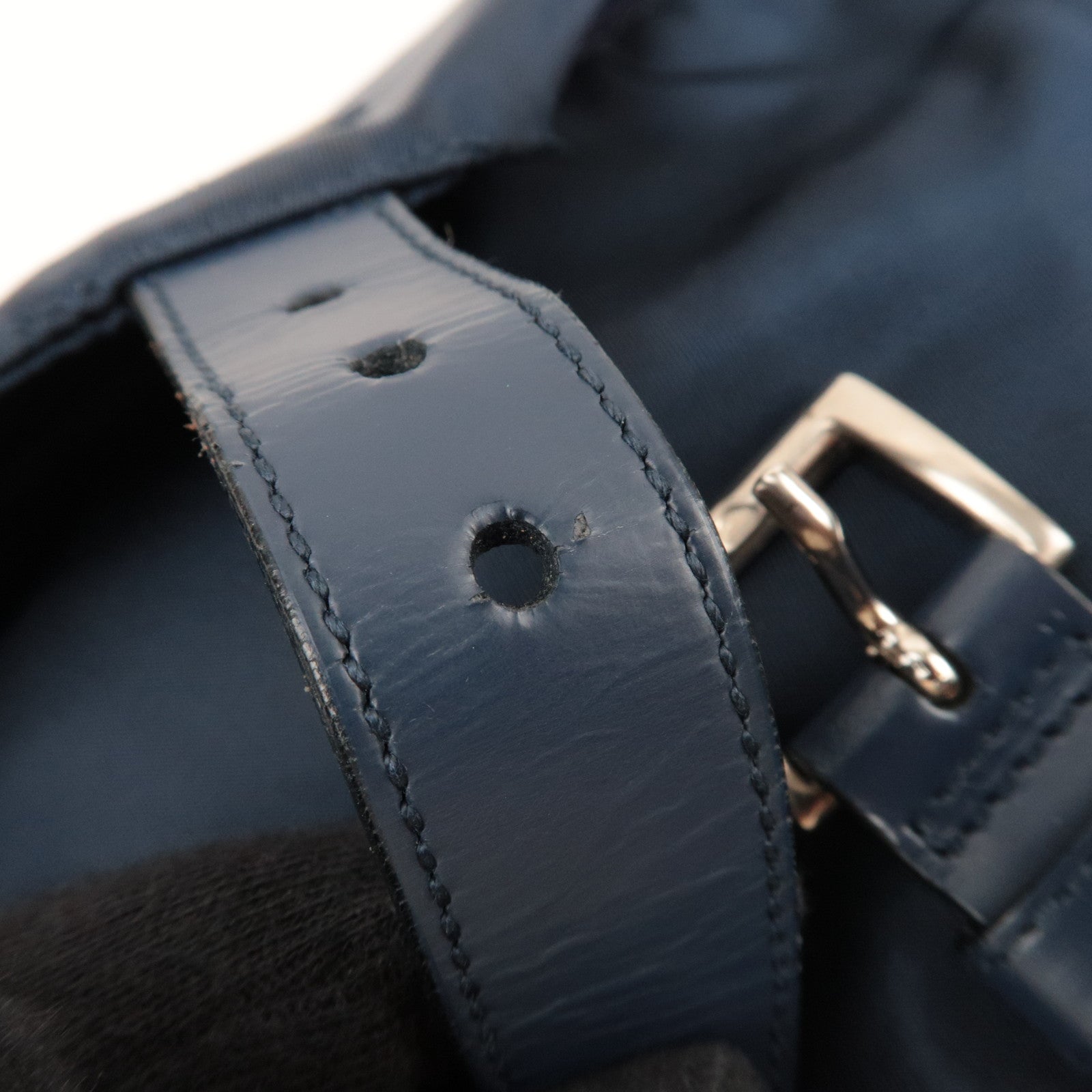 PRADA Nylon Leather Shoulder Bag Navy B8994 *G card, Dust bag