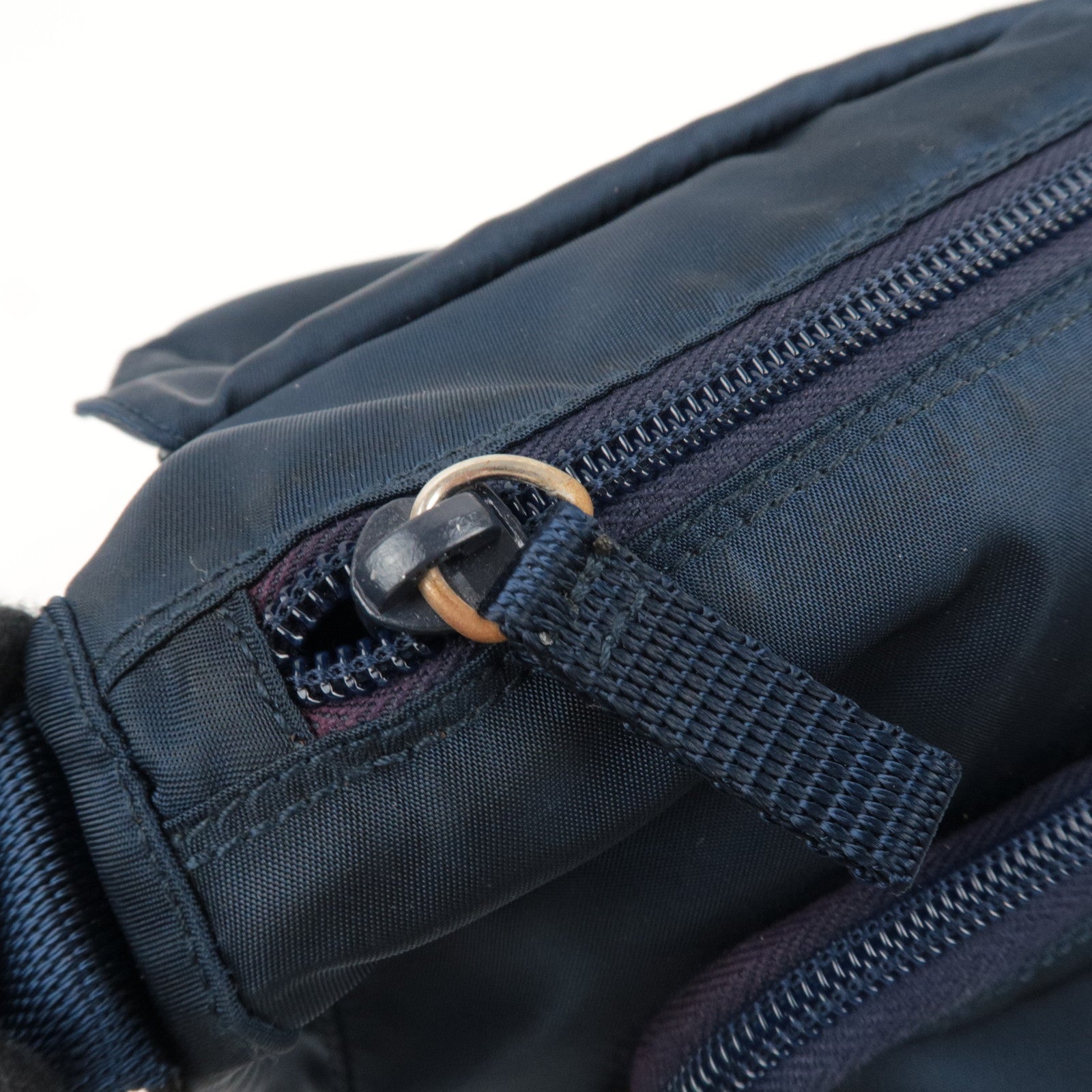 PRADA Nylon Leather Shoulder Bag Navy B8994 *G card, Dust bag