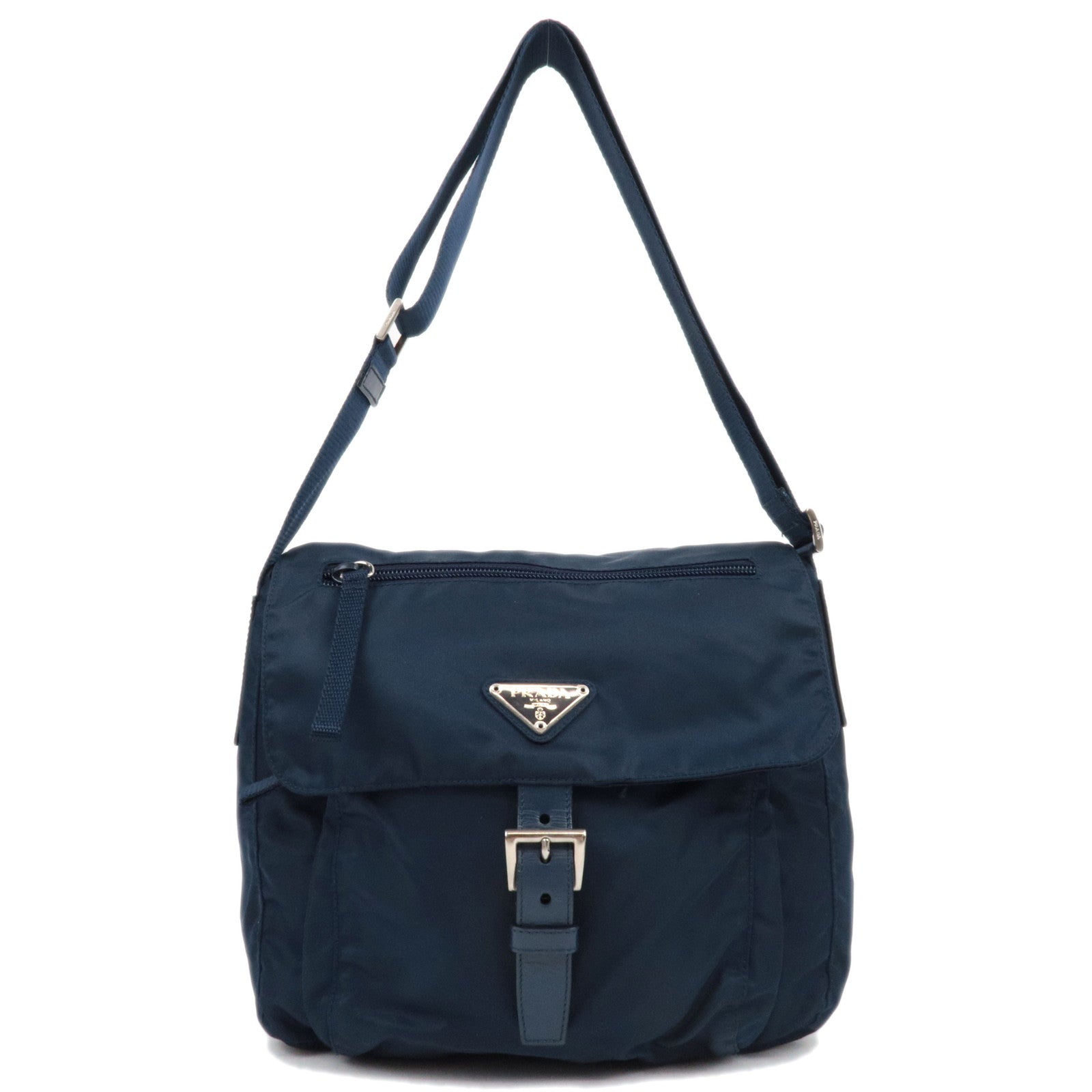 PRADA Nylon Leather Shoulder Bag Navy B8994 *G card, Dust bag82853