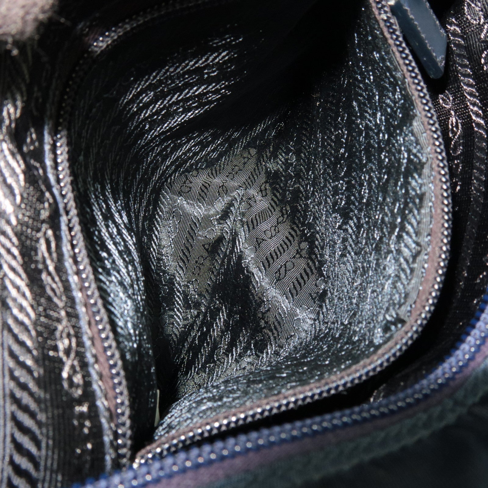 PRADA Nylon Leather Shoulder Bag Navy B8994 *G card, Dust bag