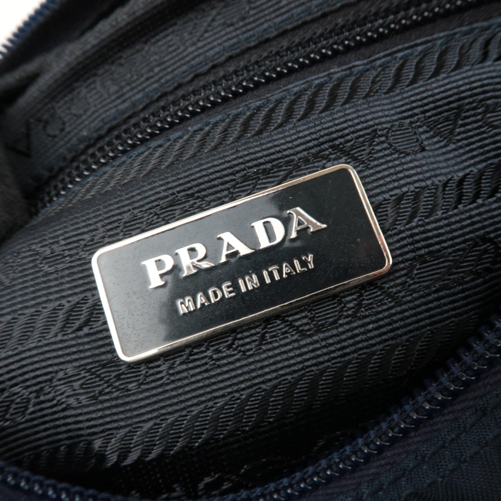 PRADA Nylon Leather Shoulder Bag Navy B8994 *G card, Dust bag