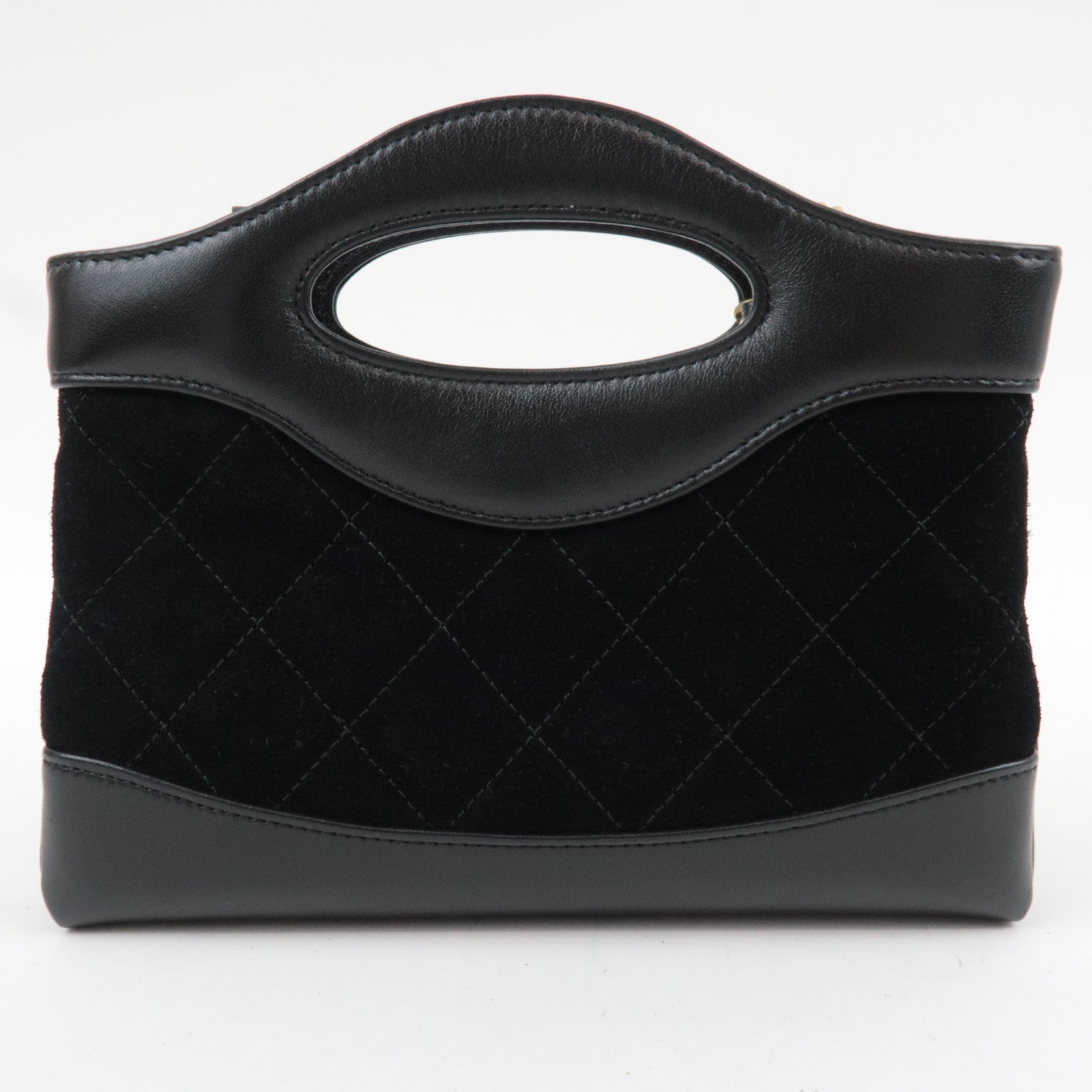 CHANEL 31 Suede Nano Chain Shoulder Bag Black Gold HDW AP3656 L5A8G178 *Box, Dust bag