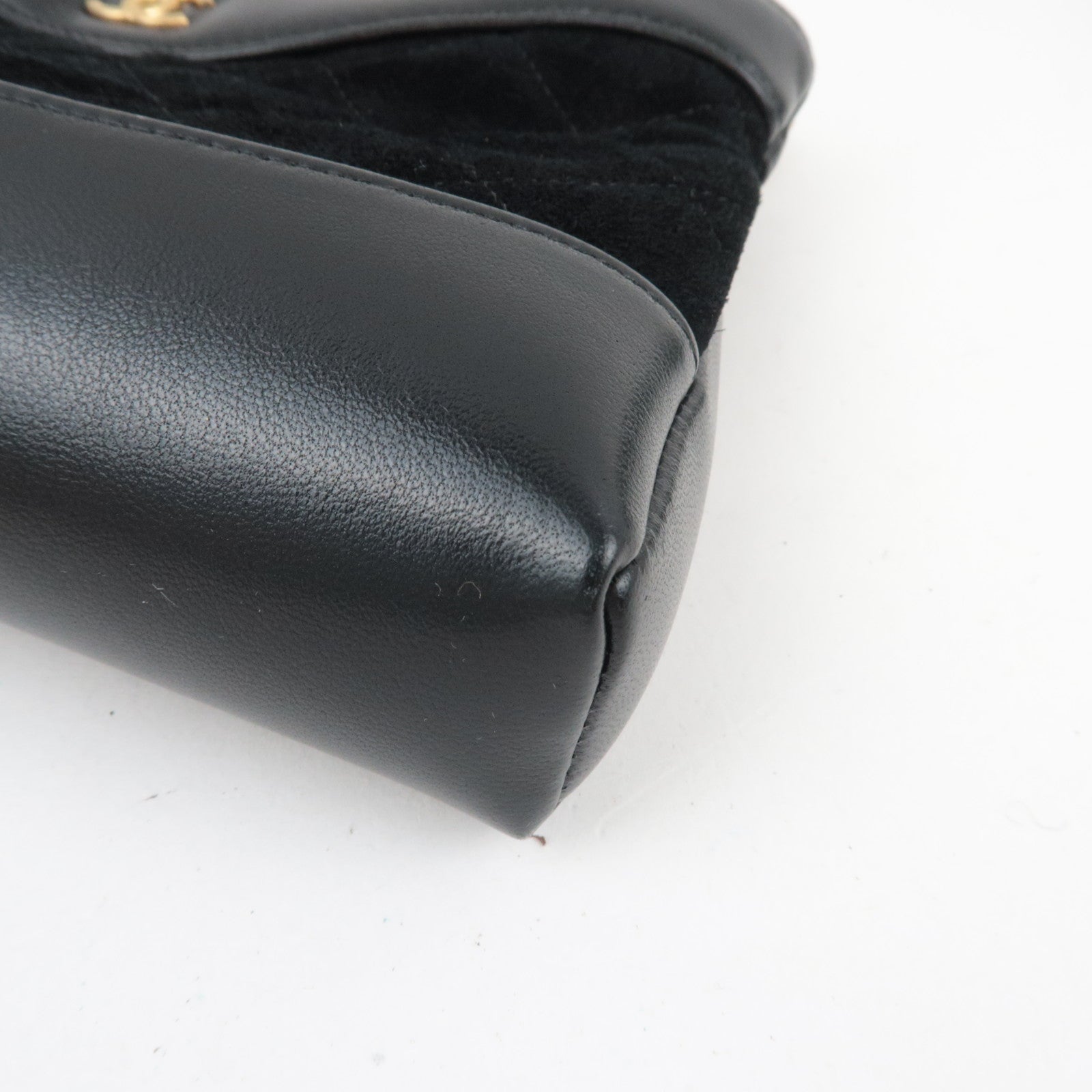 CHANEL 31 Suede Nano Chain Shoulder Bag Black Gold HDW AP3656 L5A8G178 *Box, Dust bag