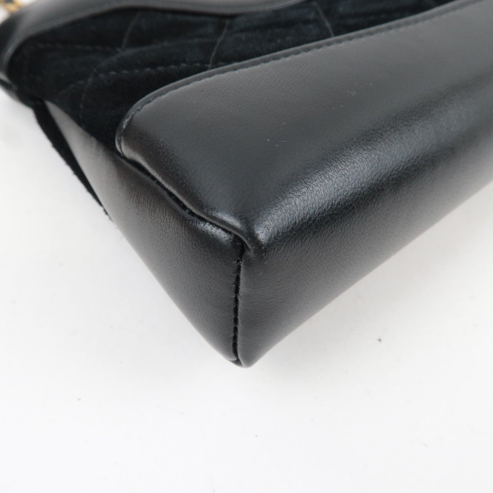 CHANEL 31 Suede Nano Chain Shoulder Bag Black Gold HDW AP3656 L5A8G178 *Box, Dust bag