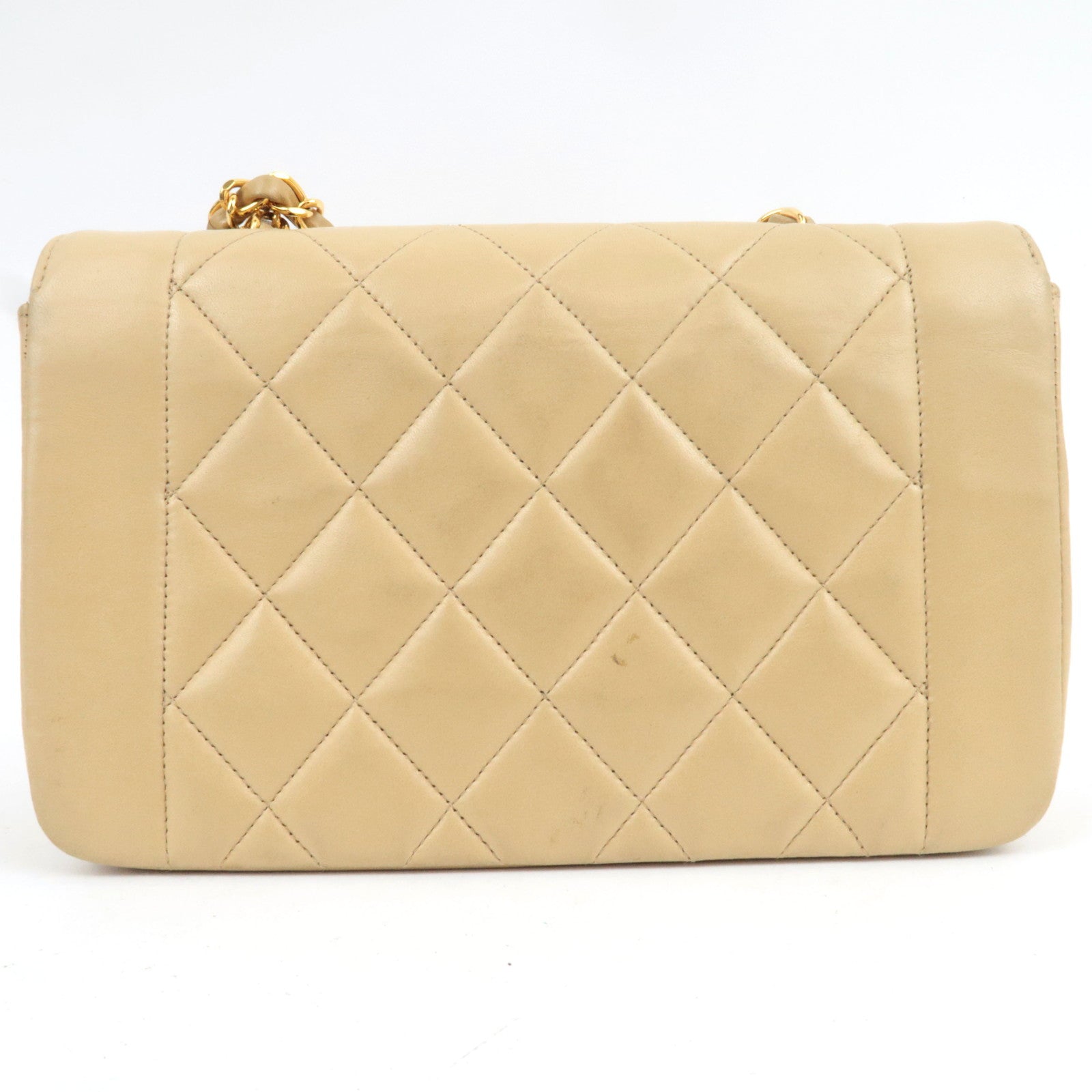 CHANEL Diana Matelasse 23 Lambskin Chain Shoulder Bag Beige A01164 2744599 *Box, Dust bag, G card