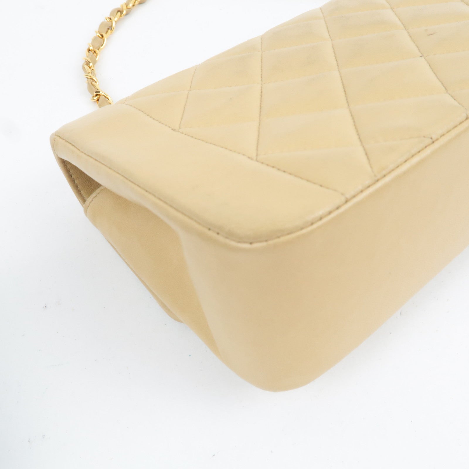 CHANEL Diana Matelasse 23 Lambskin Chain Shoulder Bag Beige A01164 2744599 *Box, Dust bag, G card