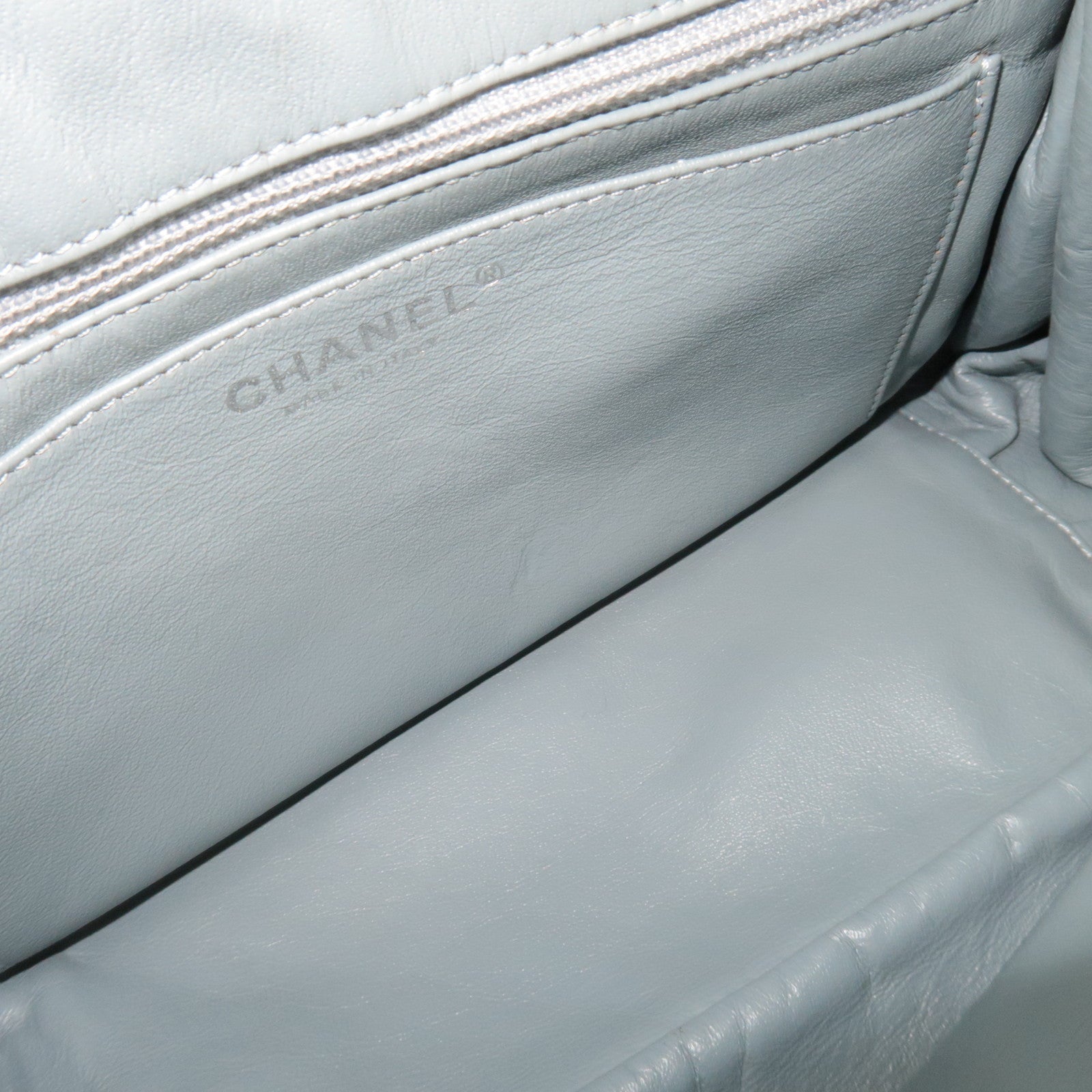 CHANEL Coco Mark Chain Leather Shoulder Bag Blue Silver HDW 11250426 *G card